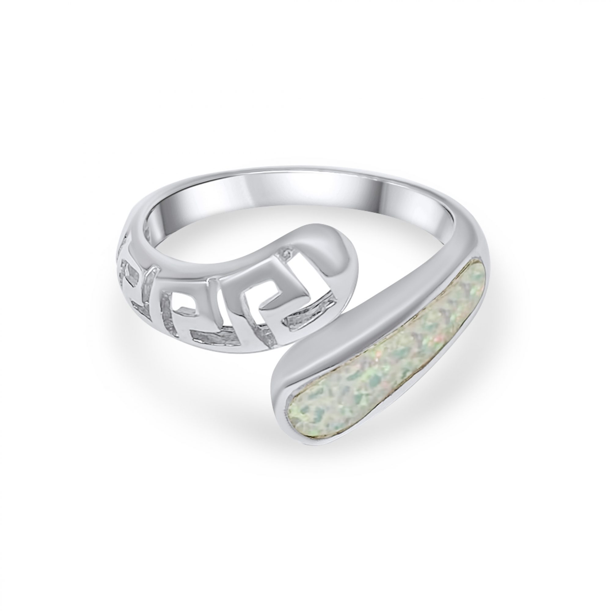 Δαχτυλίδι με λευκό όπαλ και μαίανδρο