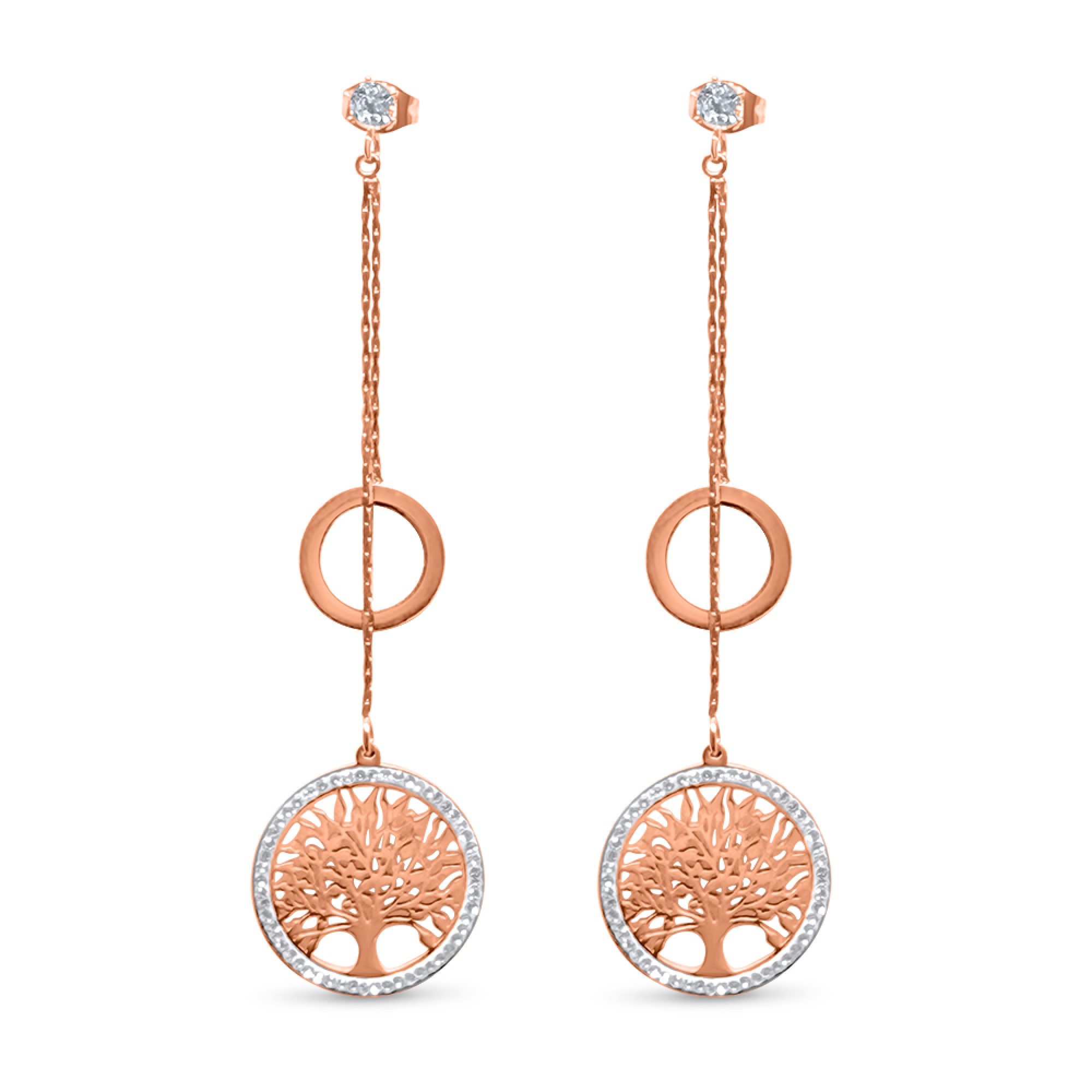 Rose gold plated steel earrings