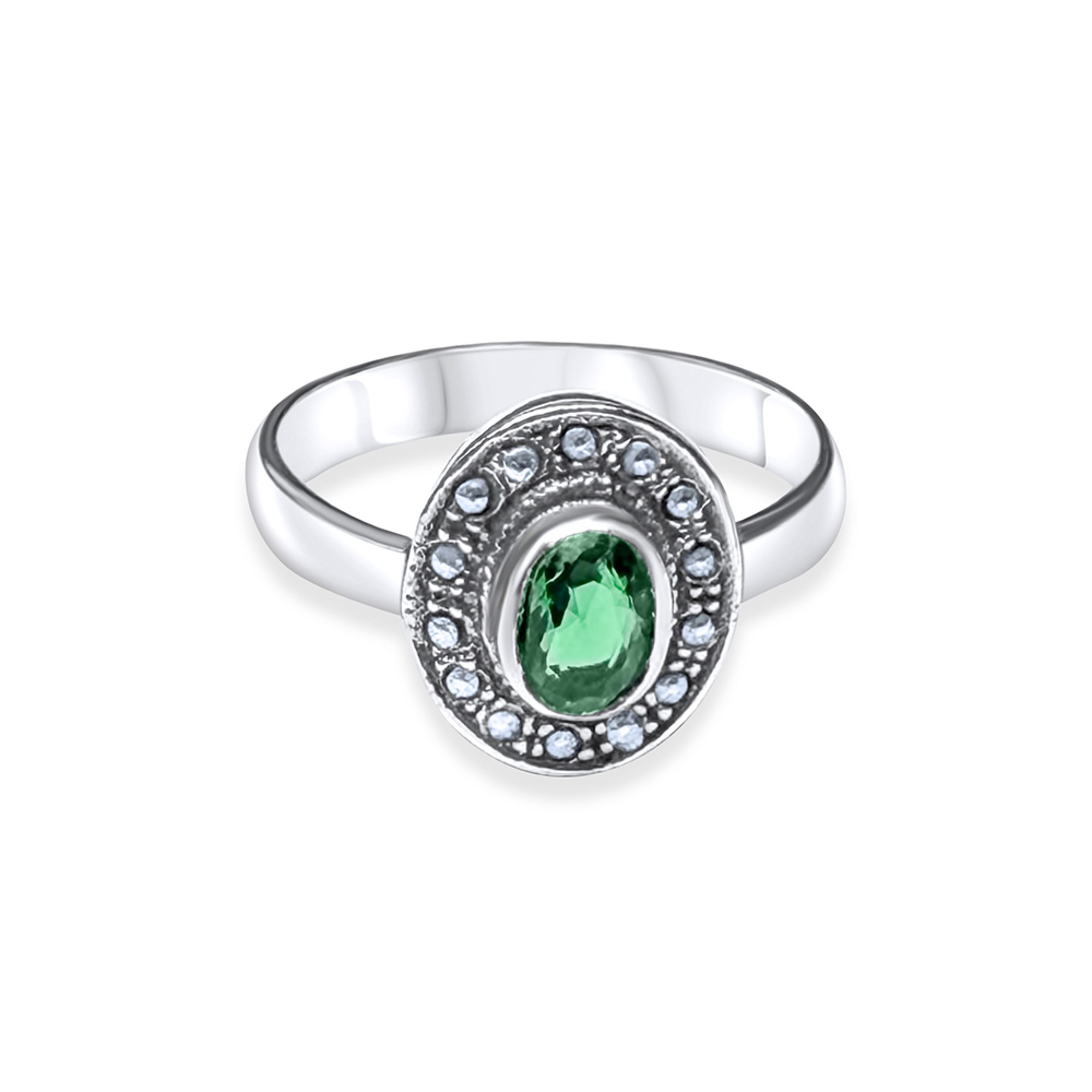 Δαχτυλίδι με πέτρα σμαράγδι και μαρκασίτες