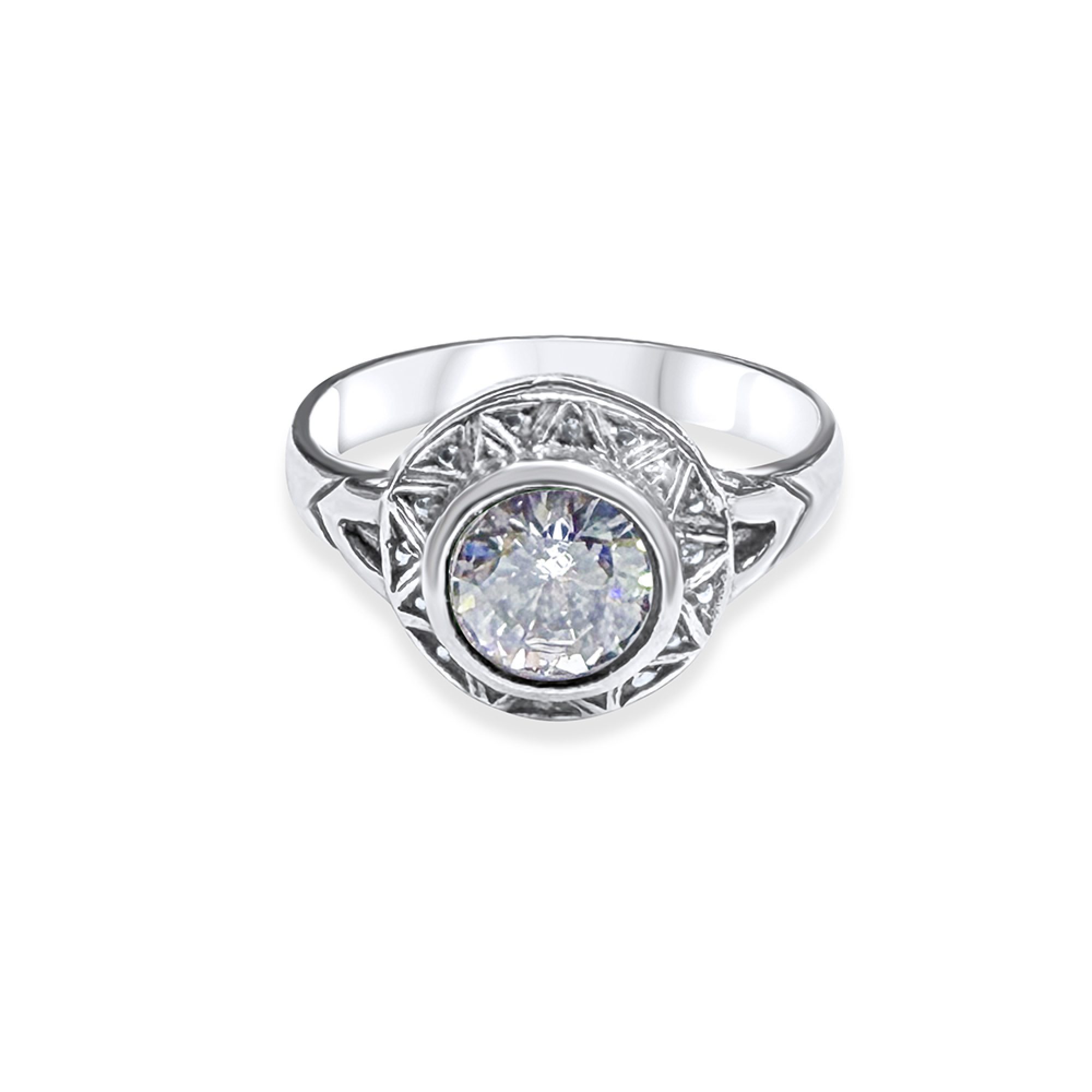 Ring with zircon stone and marcasites