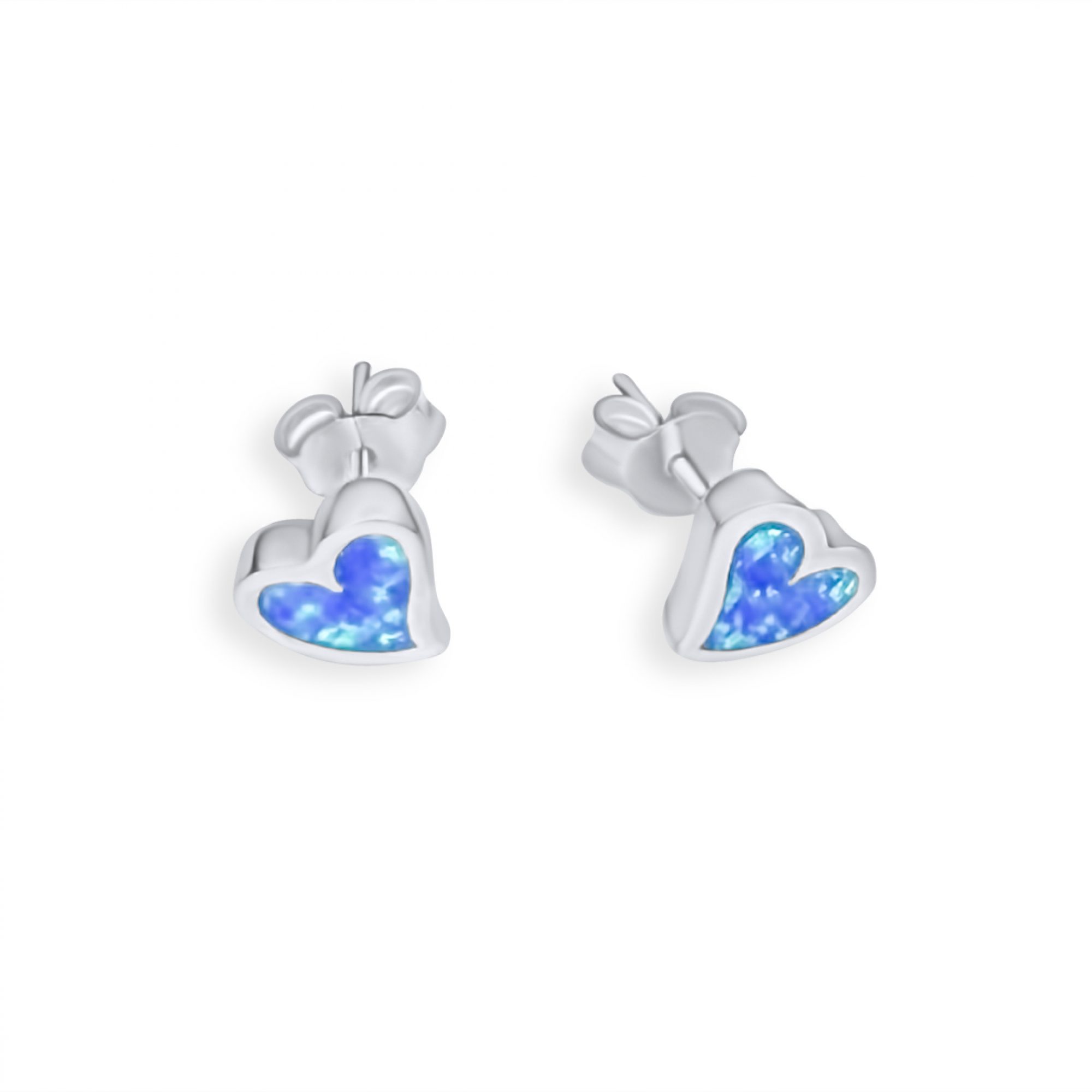 Σκουλαρίκια καρδιές καρφωτά με πέτρες όπαλ