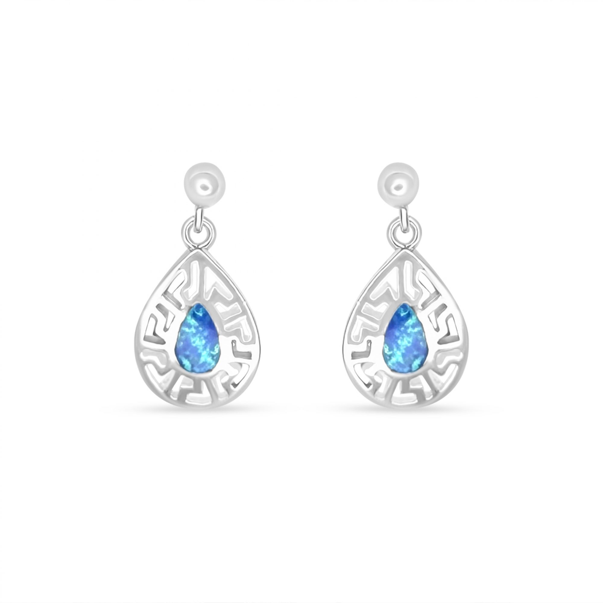 Σκουλαρίκια κρεμαστά με πέτρες όπαλ και μαίανδρο