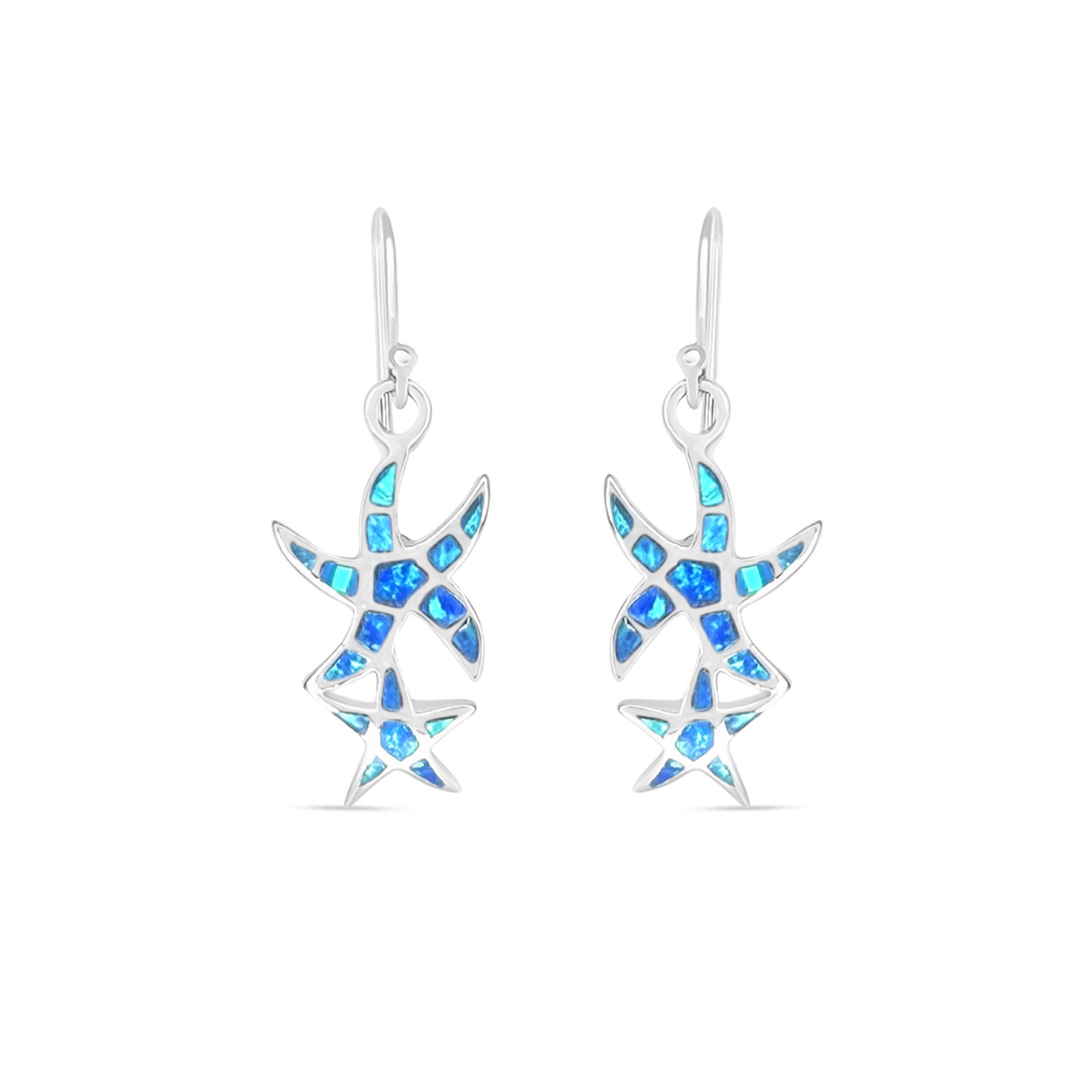 Σκουλαρίκια αστερίες κρεμαστά με πέτρες όπαλ