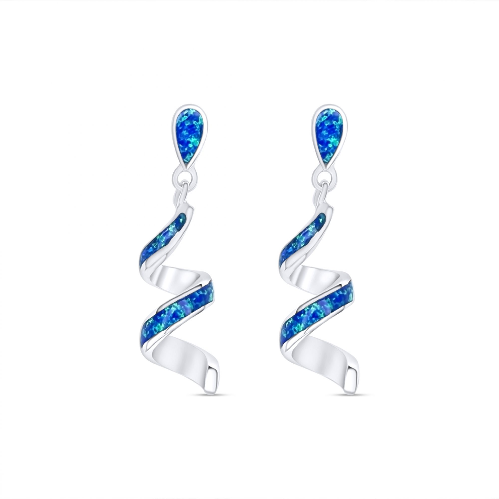 Σκουλαρίκια έλικες κρεμαστά με πέτρες όπαλ