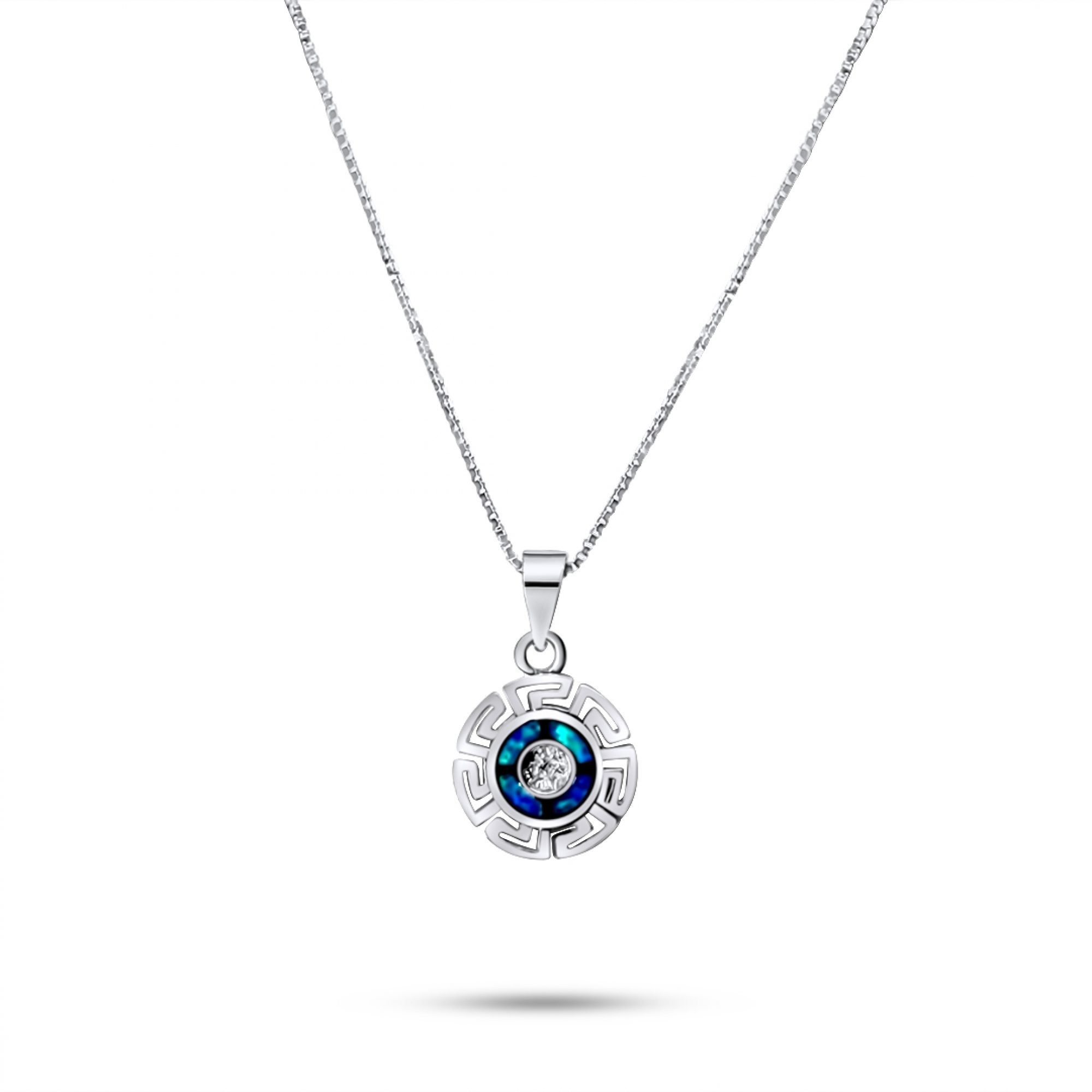 Κολιέ δίσκος της Φαιστού με πέτρα όπαλ και μαίανδρο