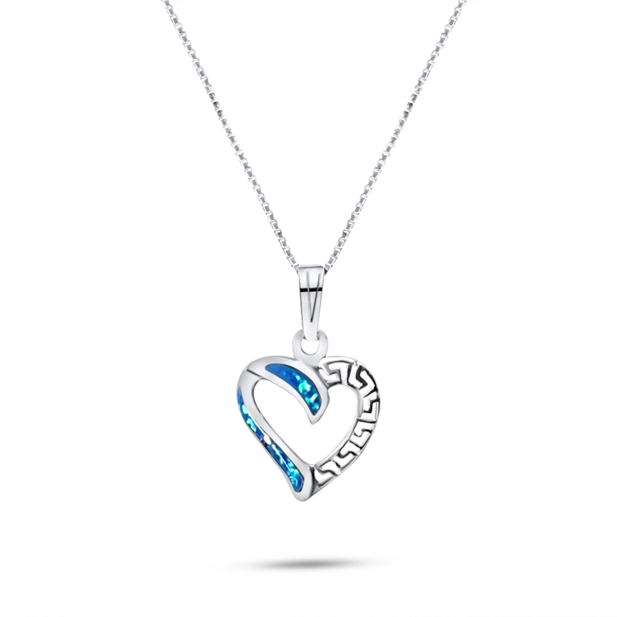 Κολιέ καρδιά με πέτρες όπαλ και μαίανδρο