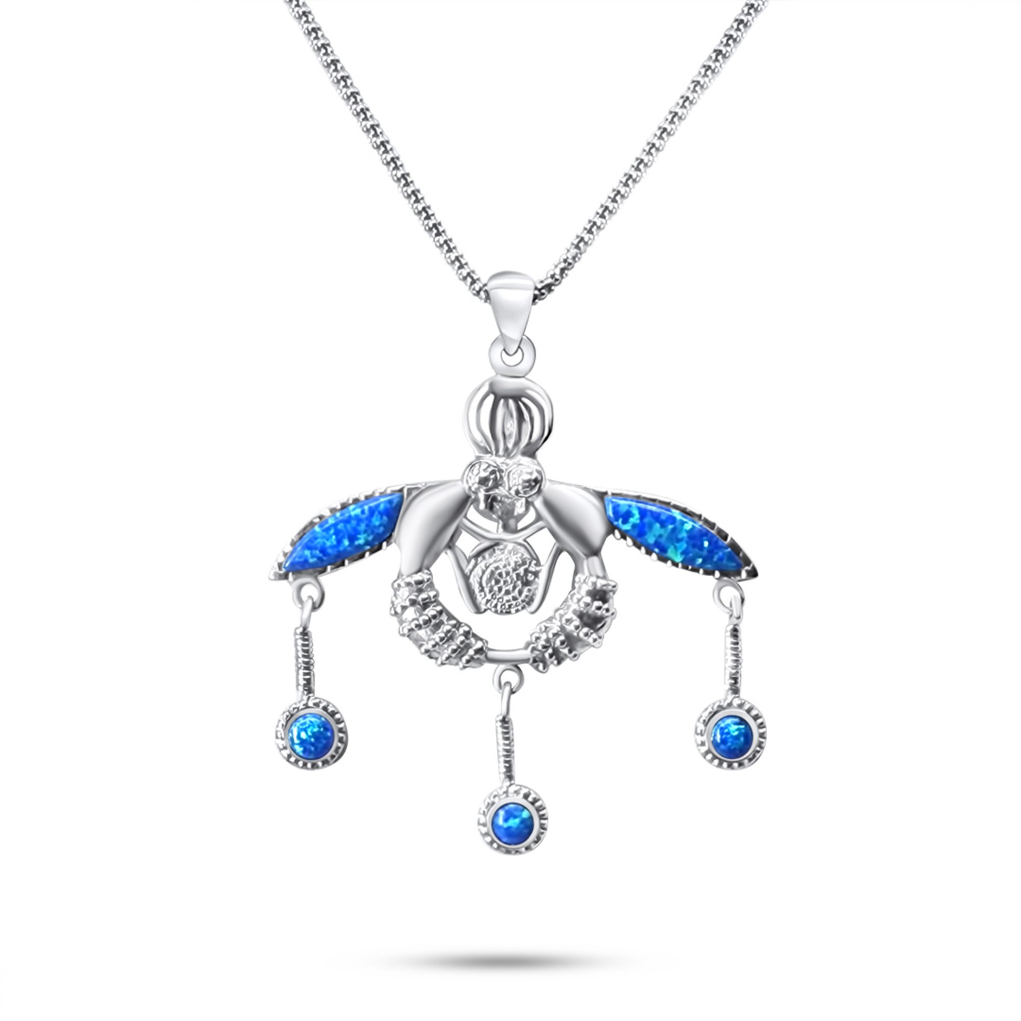 Κολιέ μινωική μέλισσα με πέτρες όπαλ