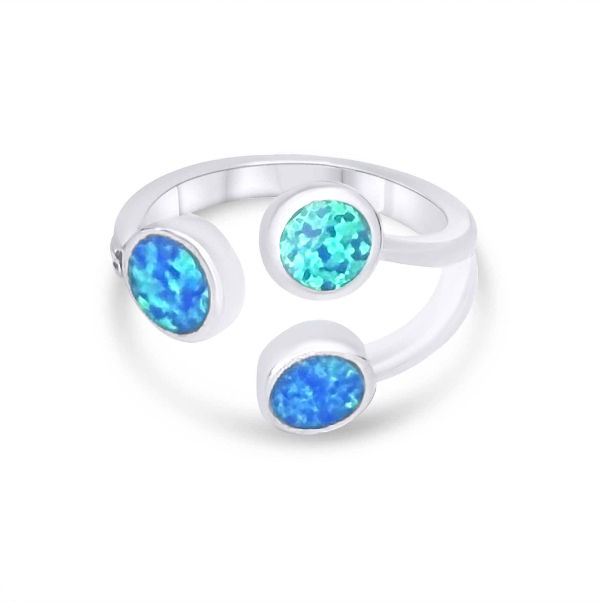 Silver ring with opal stones