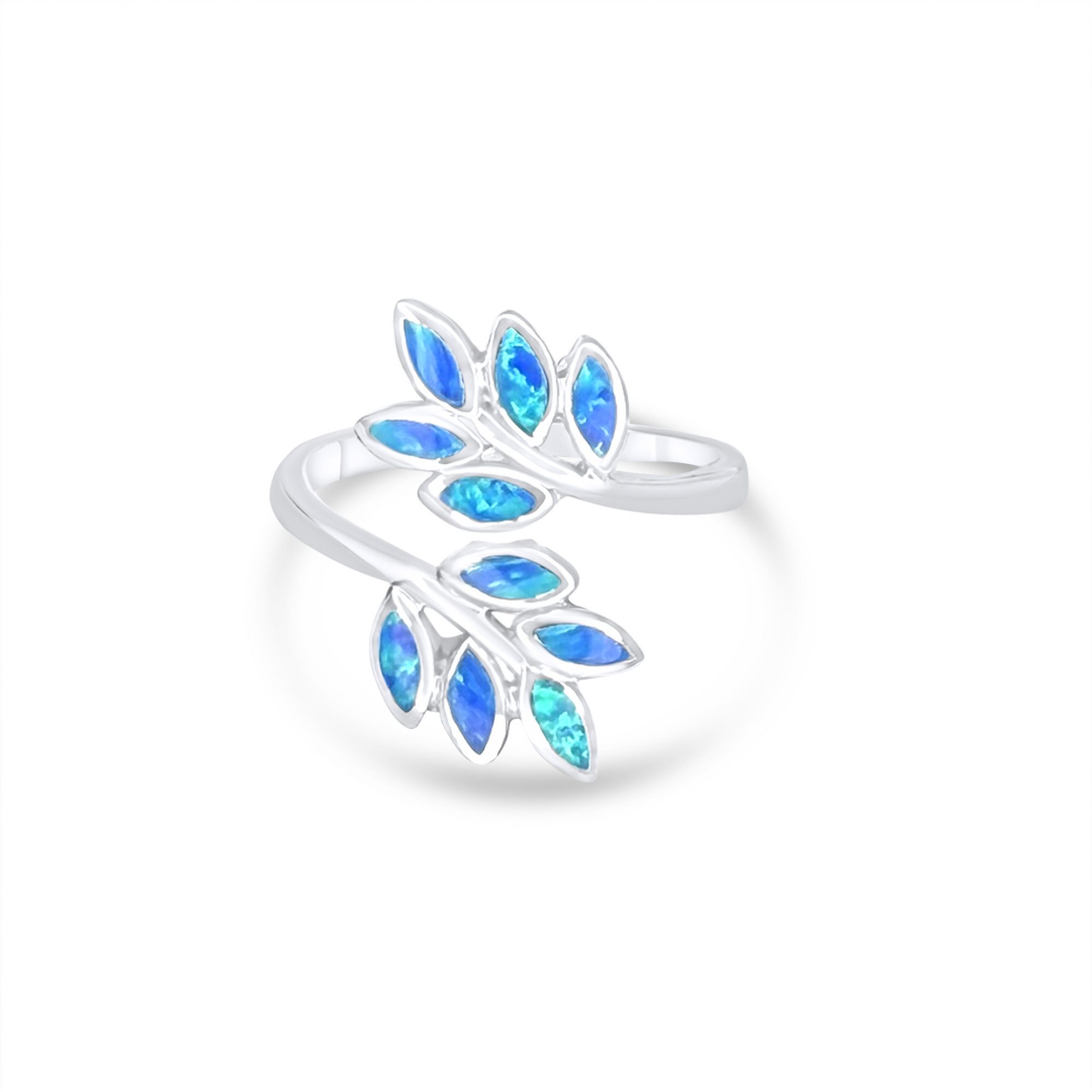 Δαχτυλίδι κλαδί ελιάς με πέτρες όπαλ