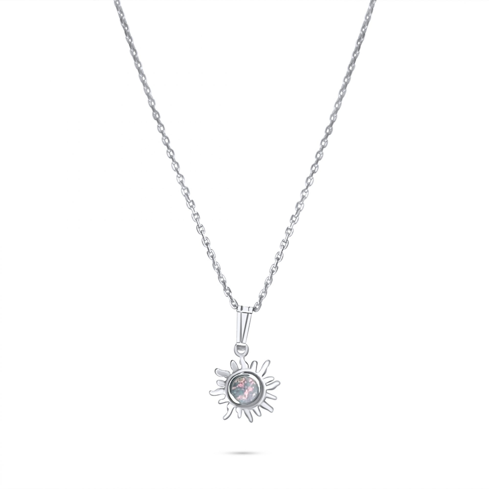 Κολιέ ήλιος με λευκό όπαλ
