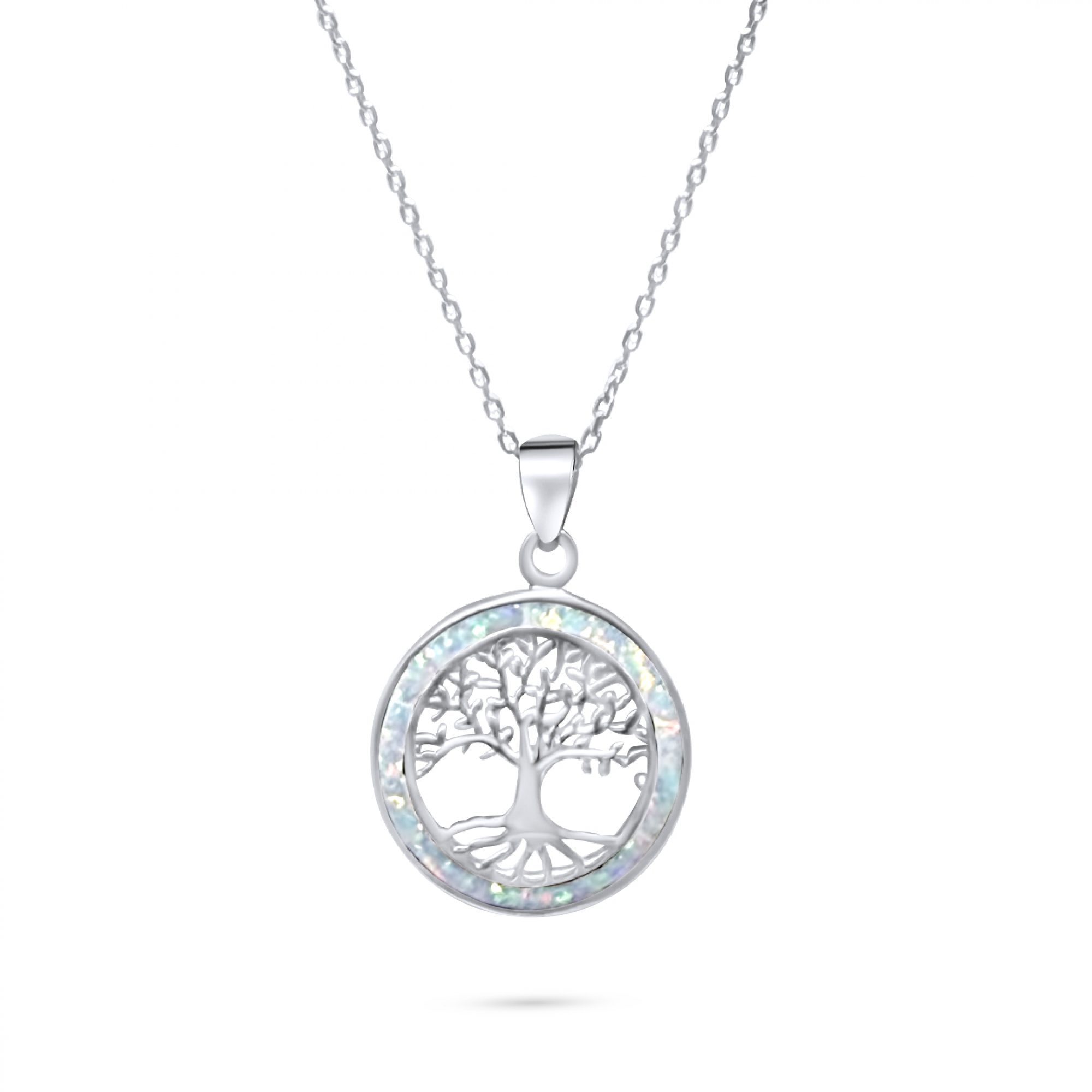 White opal Tree of Life pendant