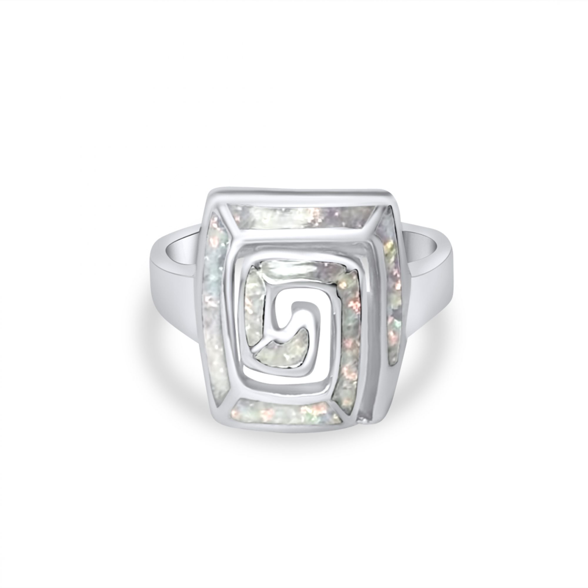 Δαχτυλίδι με λευκό όπαλ και μαίανδρο