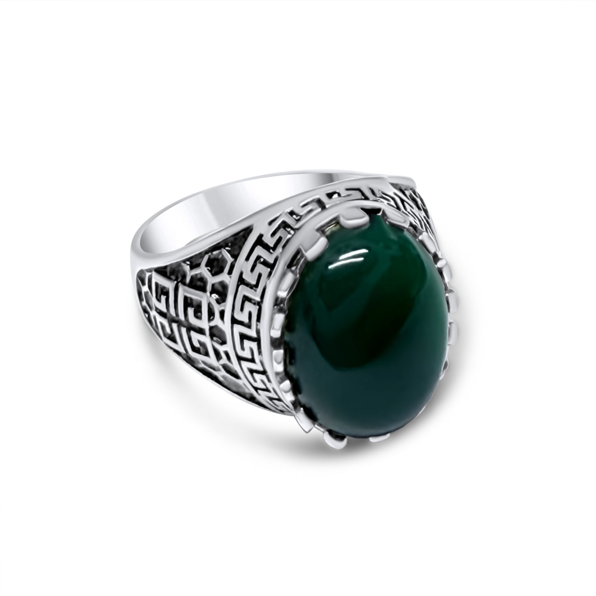 Δαχτυλίδι με πέτρα αχάτη και μαίανδρο