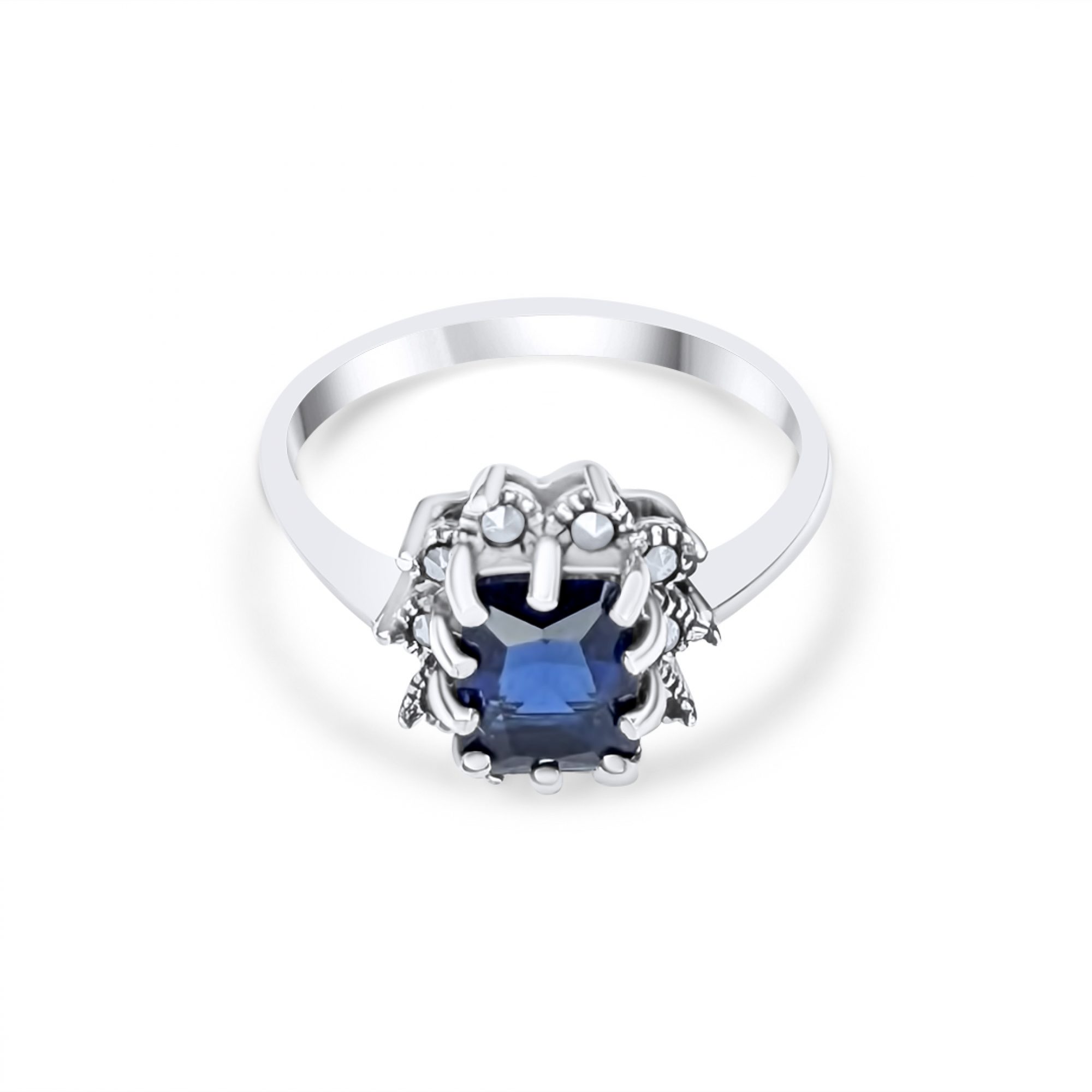 Δαχτυλίδι με πέτρα ζαφείρι και μαρκασίτες