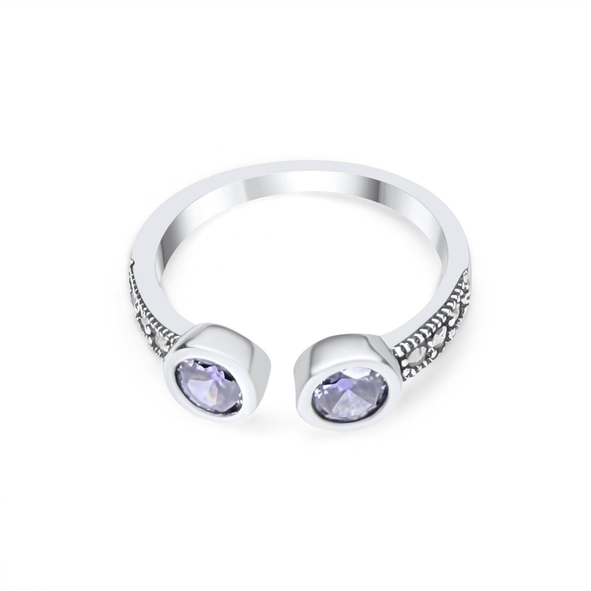 Δαχτυλίδι με πέτρες αμέθυστο και μαρκασίτες