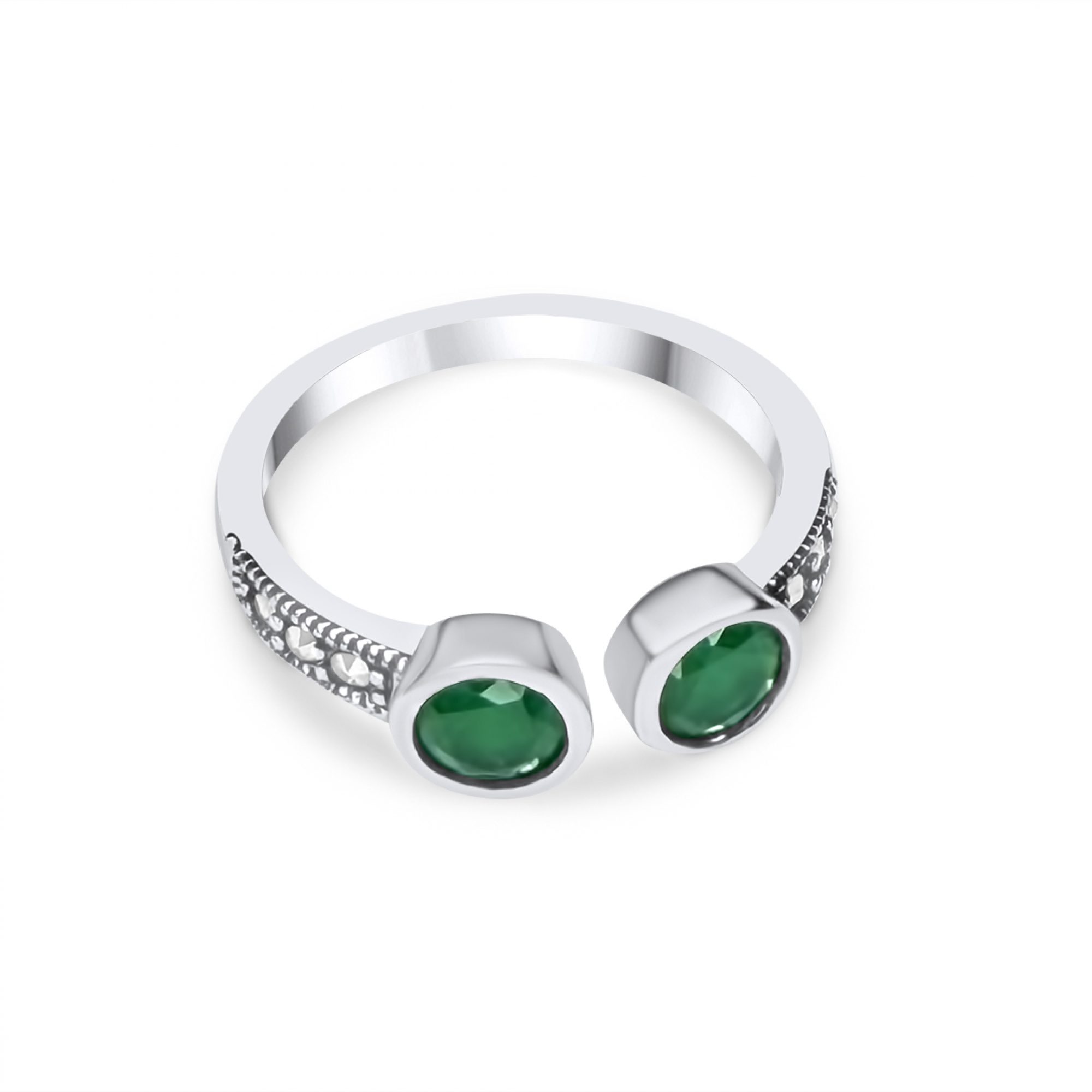 Δαχτυλίδι με πέτρες σμαράγδι και μαρκασίτες