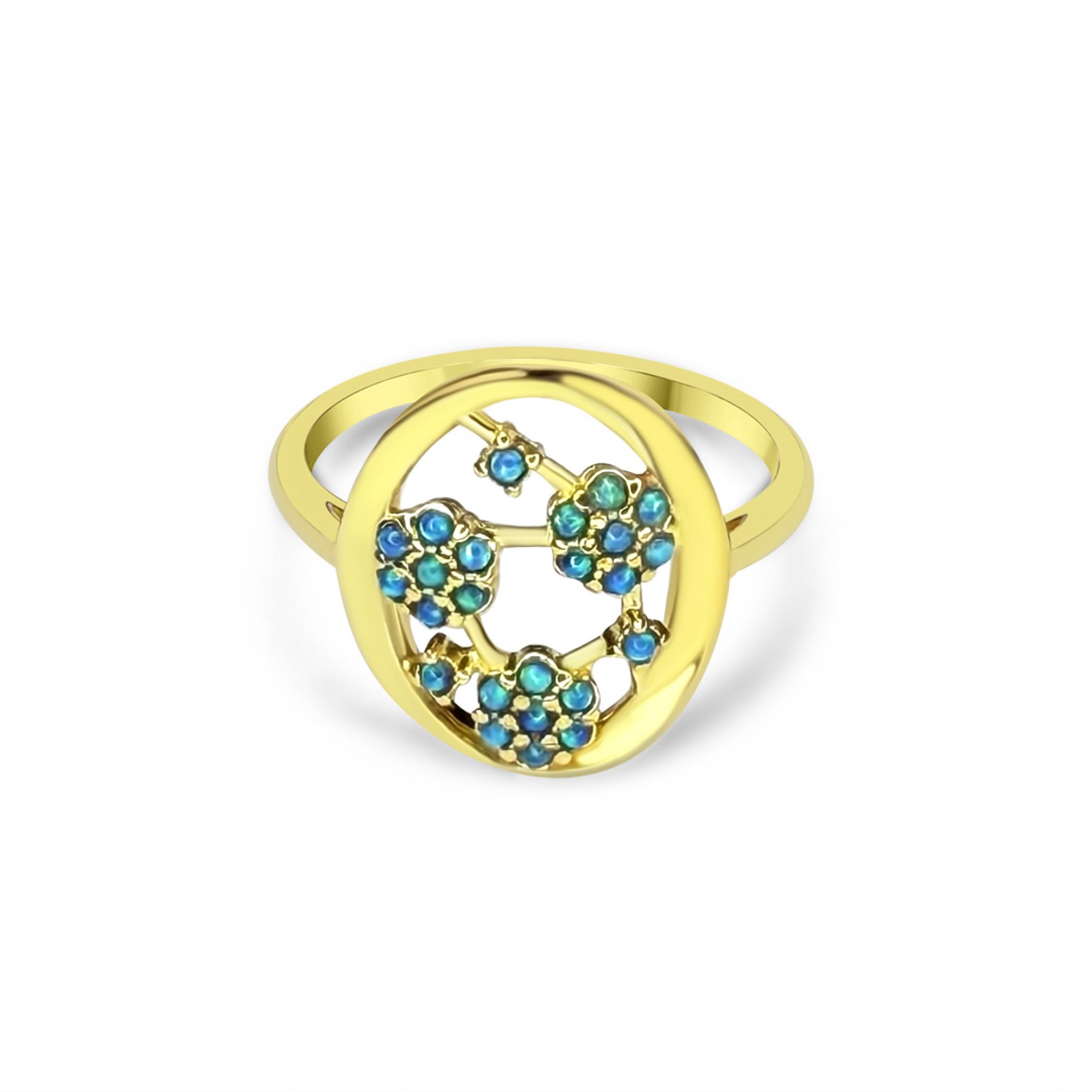 Επίχρυσο δαχτυλίδι με πέτρες όπαλ