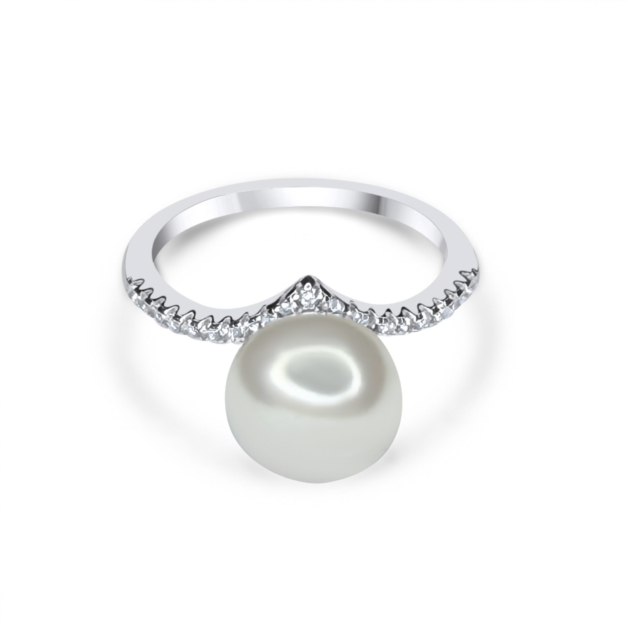 Δαχτυλίδι με μαργαριτάρι και πέτρες ζιργκόν