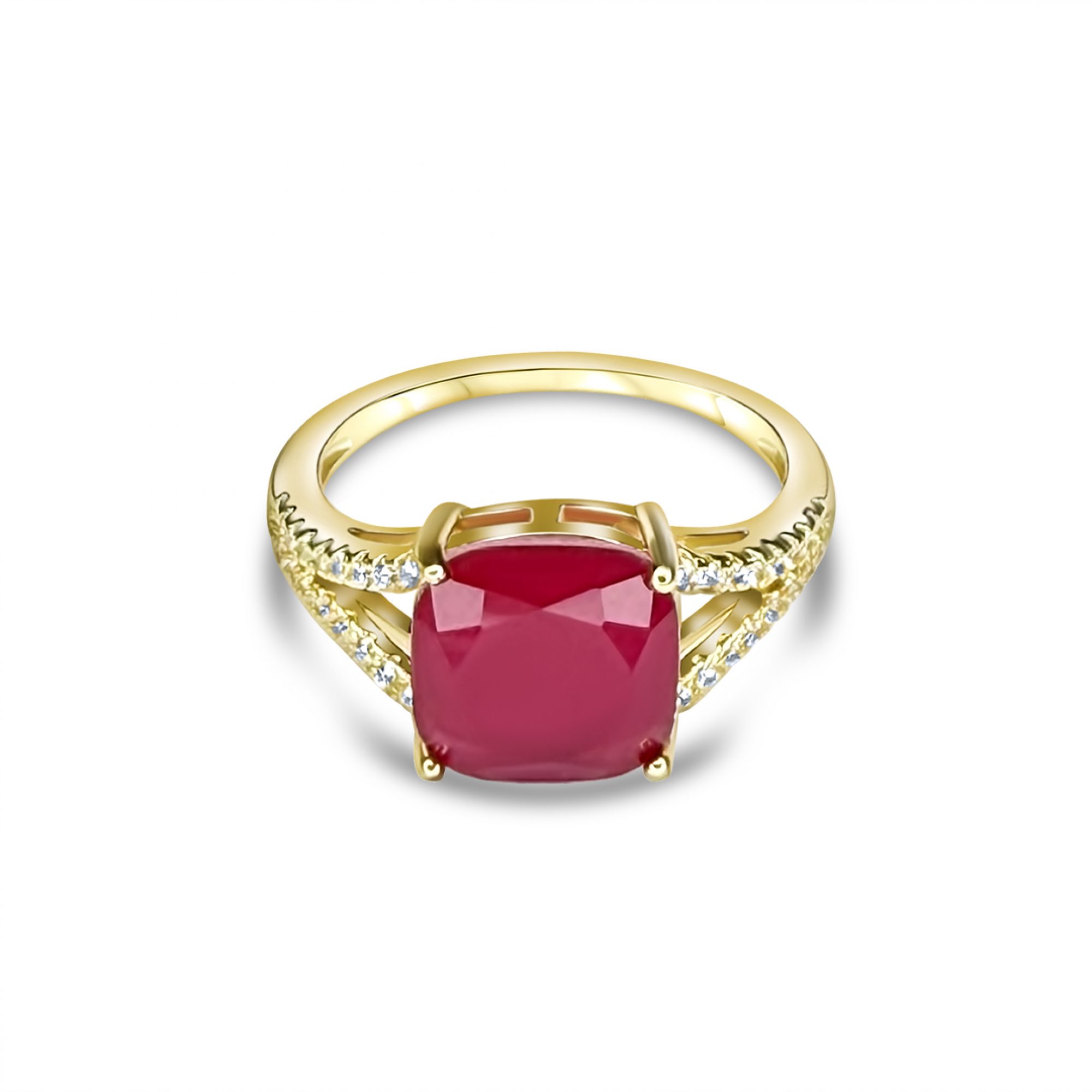 Επίχρυσο δαχτυλίδι με πέτρες ζιργκόν και ρουμπίνι