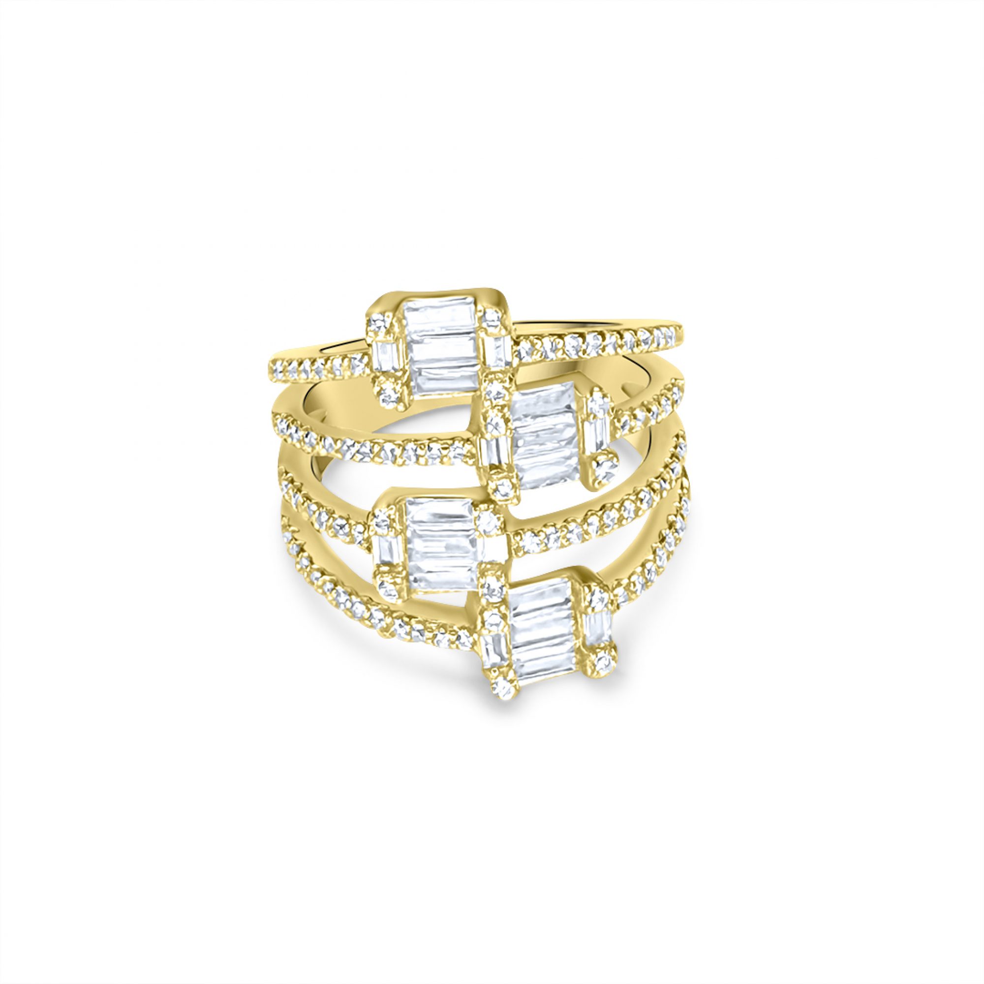 Επίχρυσο δαχτυλίδι με πέτρες ζιργκόν 