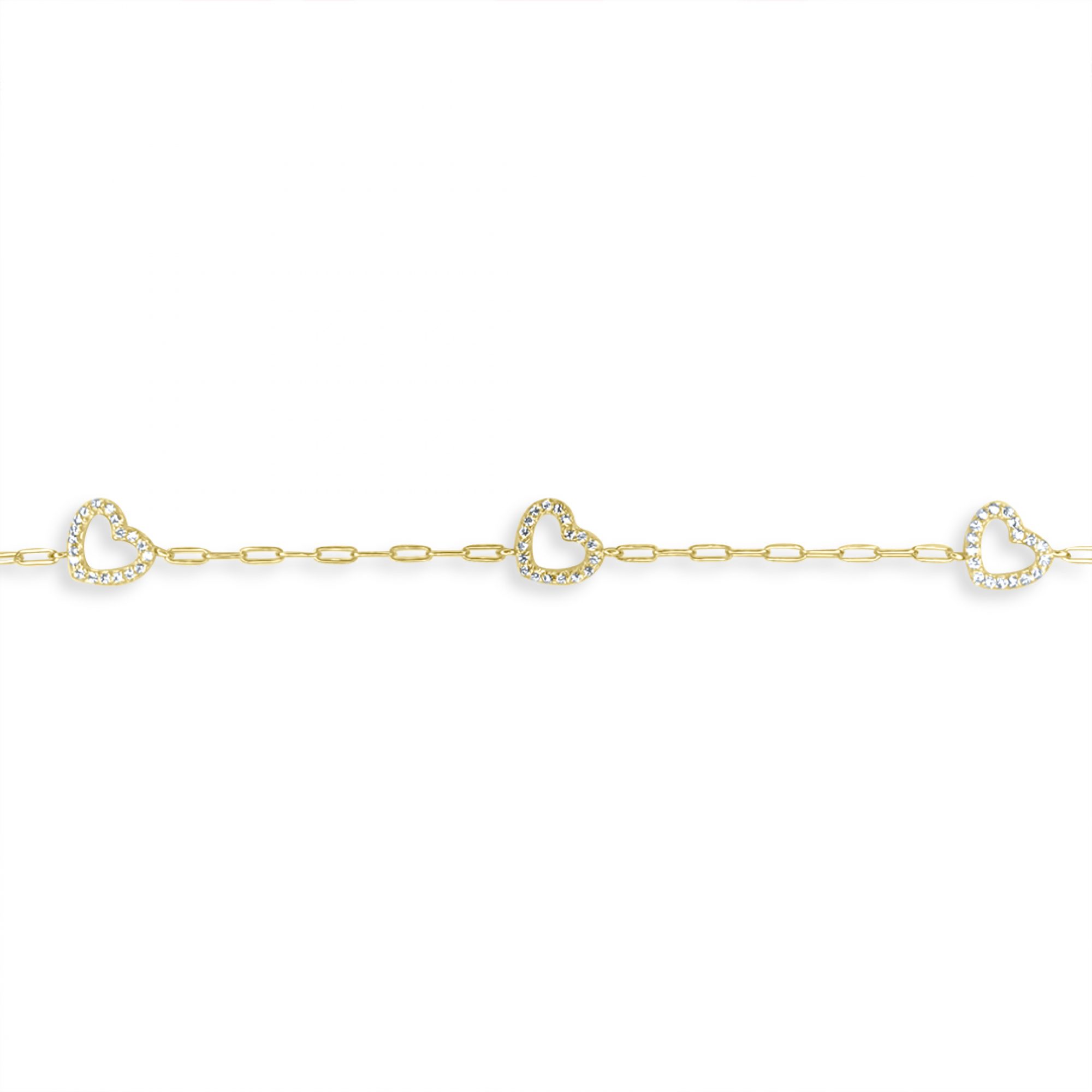 Βραχιόλι επίχρυσο καρδιές με πέτρες ζιργκόν