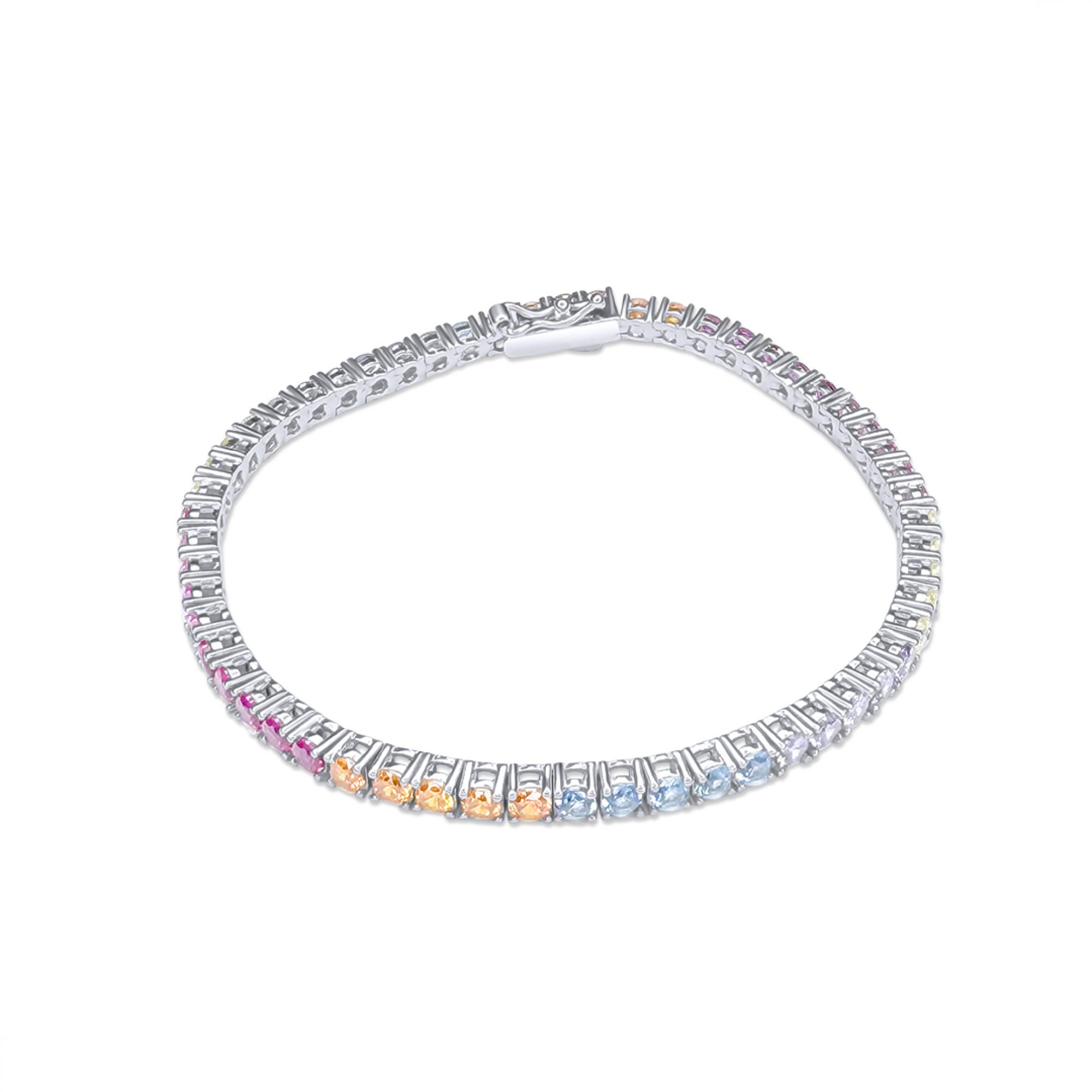 Βραχιόλι ριβιέρα με χρωματιστές πέτρες ζιργκόν