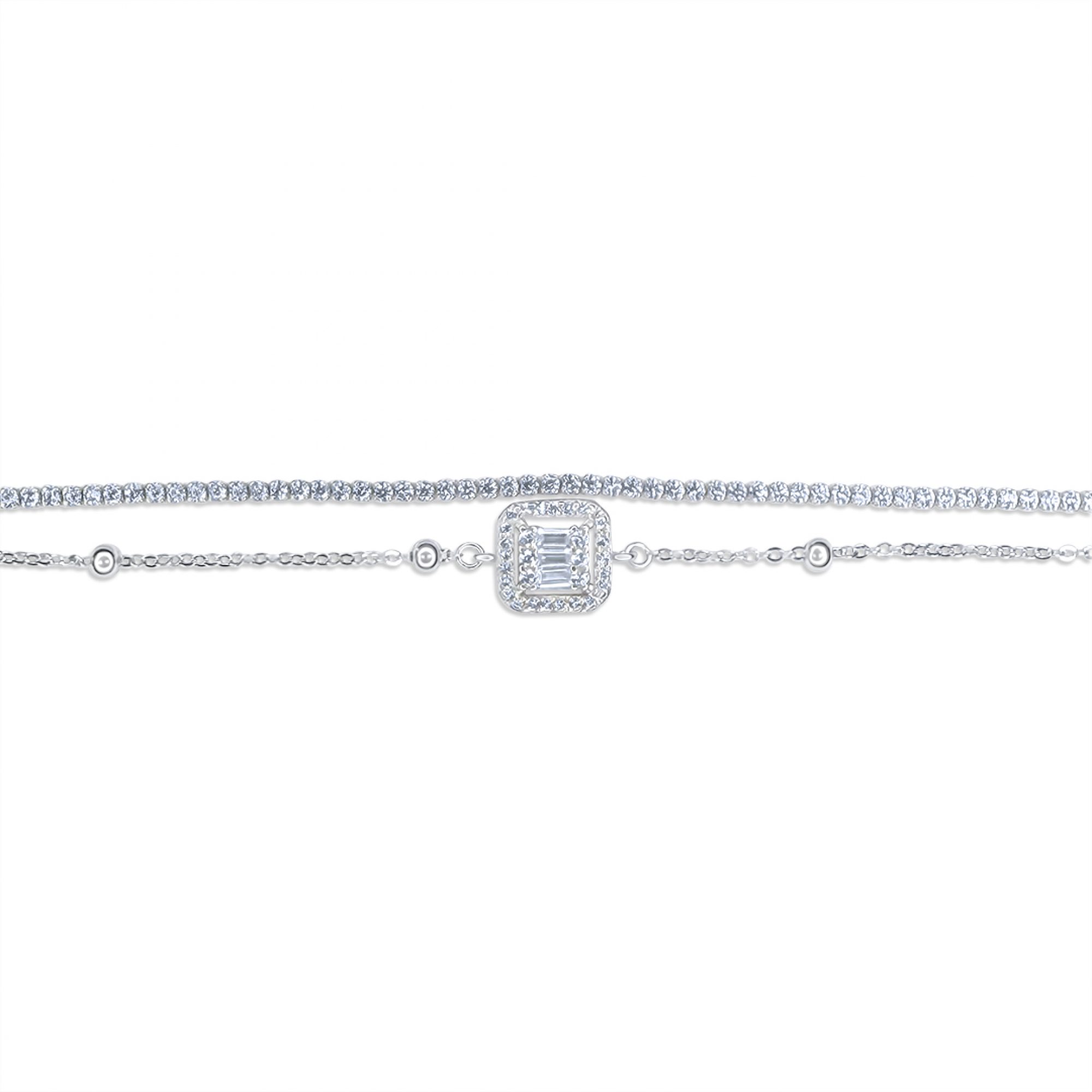 Double bracelet with zircon stones