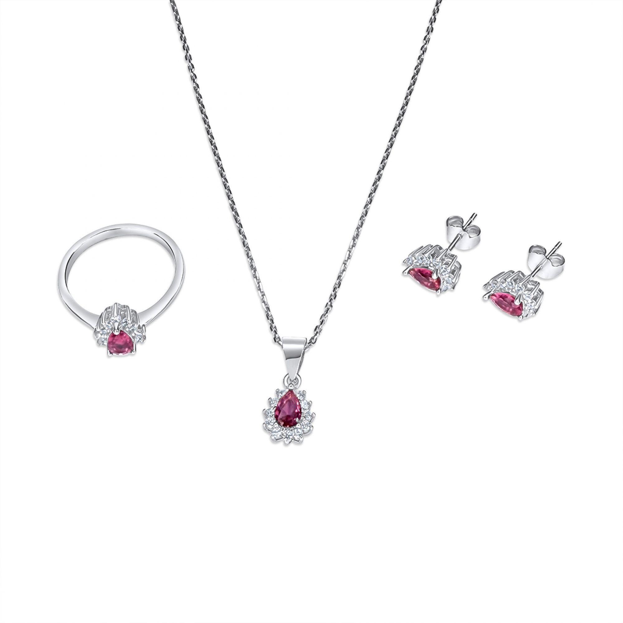 Set with ruby and zircon stones