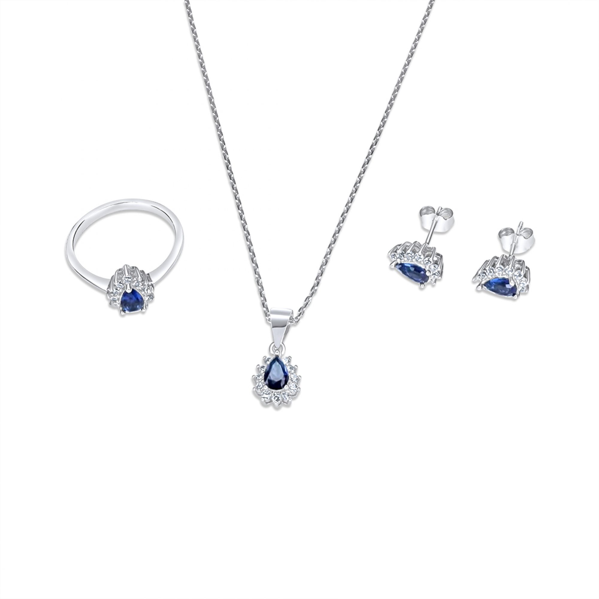 Set with sapphire and zircon stones
