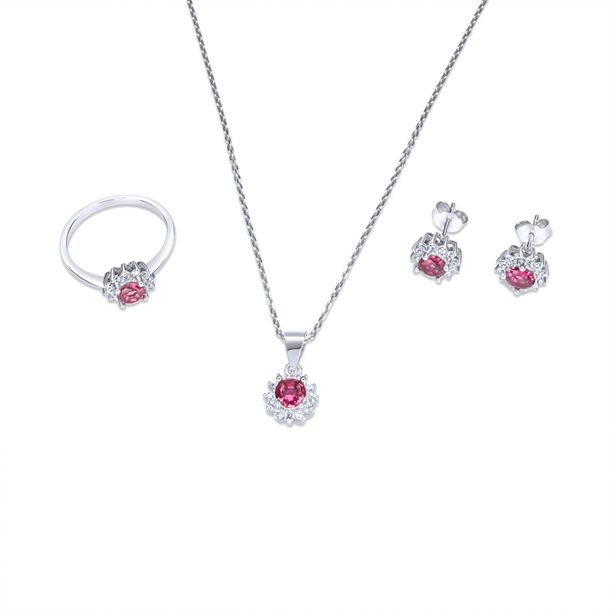 Set with ruby and zircon stones