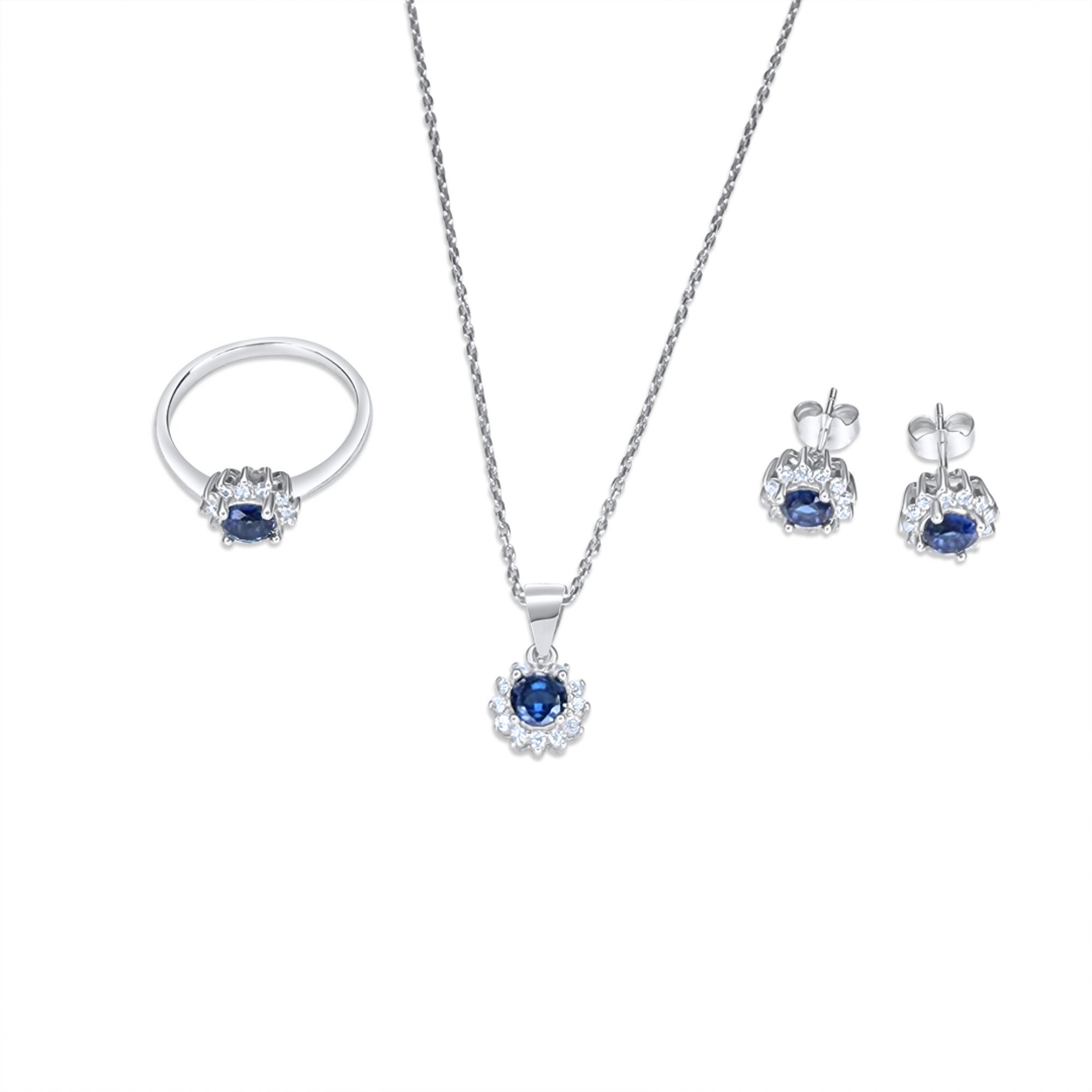 Set with sapphire and zircon stones