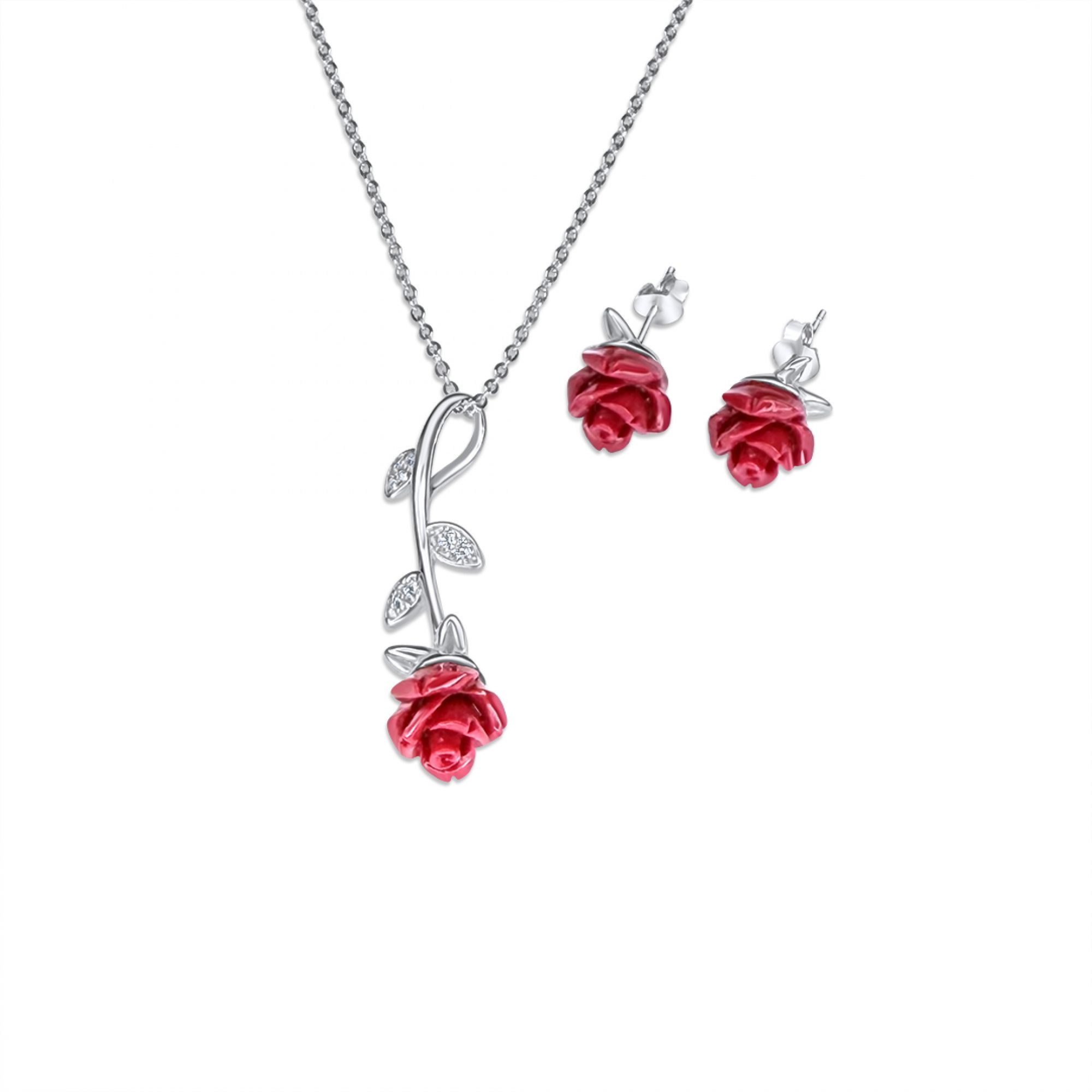 Σετ κολιέ και σκουλαρίκια καρφωτά με πέτρες ζιργκόν