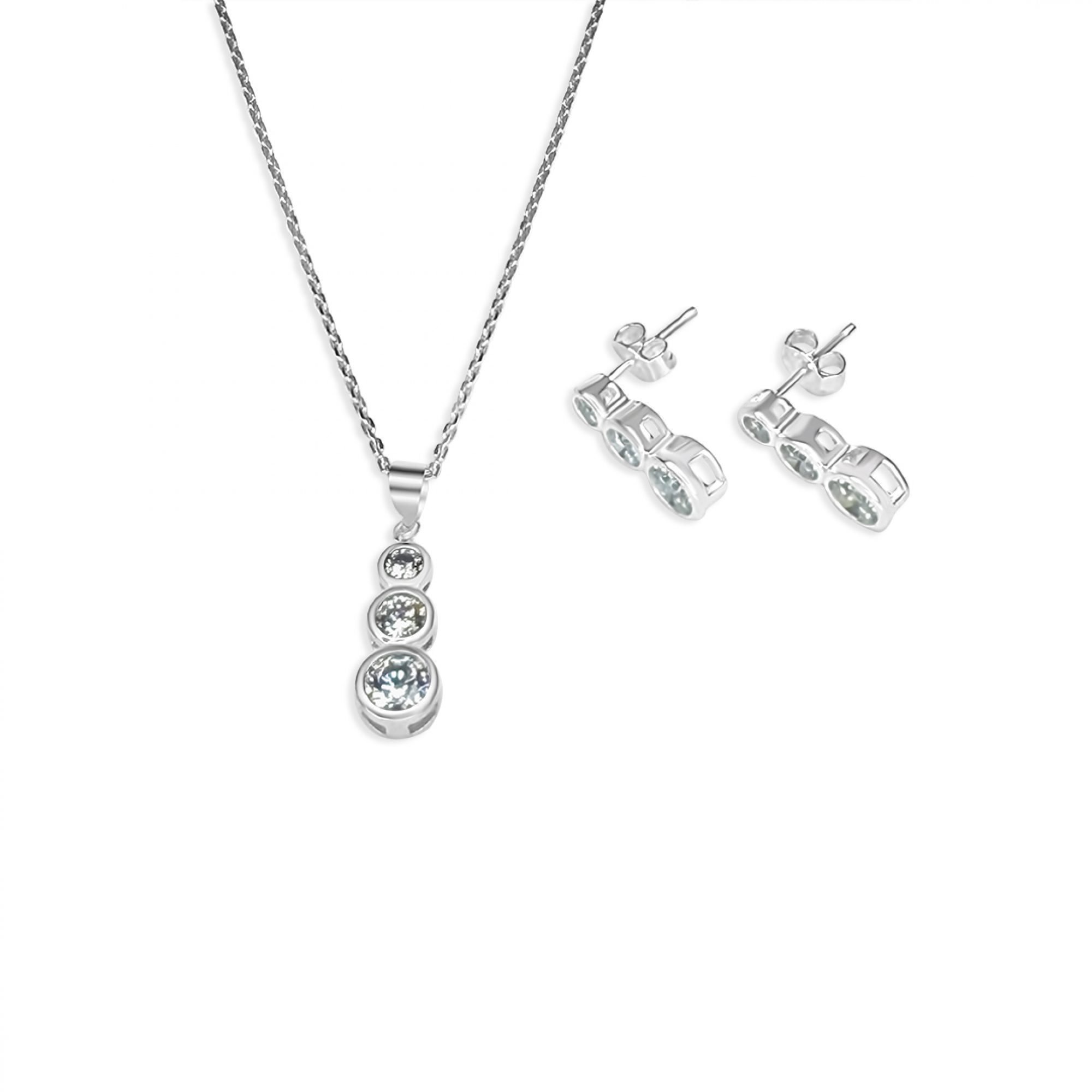 Σετ κολιέ και σκουλαρίκια καρφωτά με πέτρες ζιργκόν