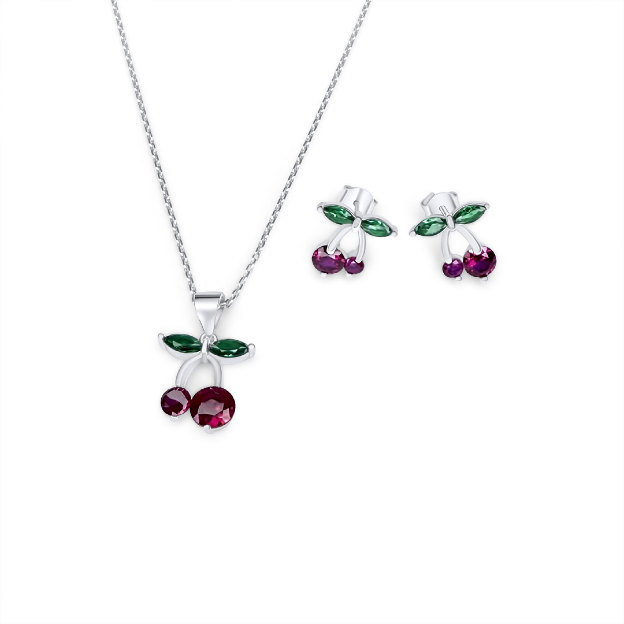 Σετ κολιέ και σκουλαρίκια καρφωτά με πέτρες ζιργκόν