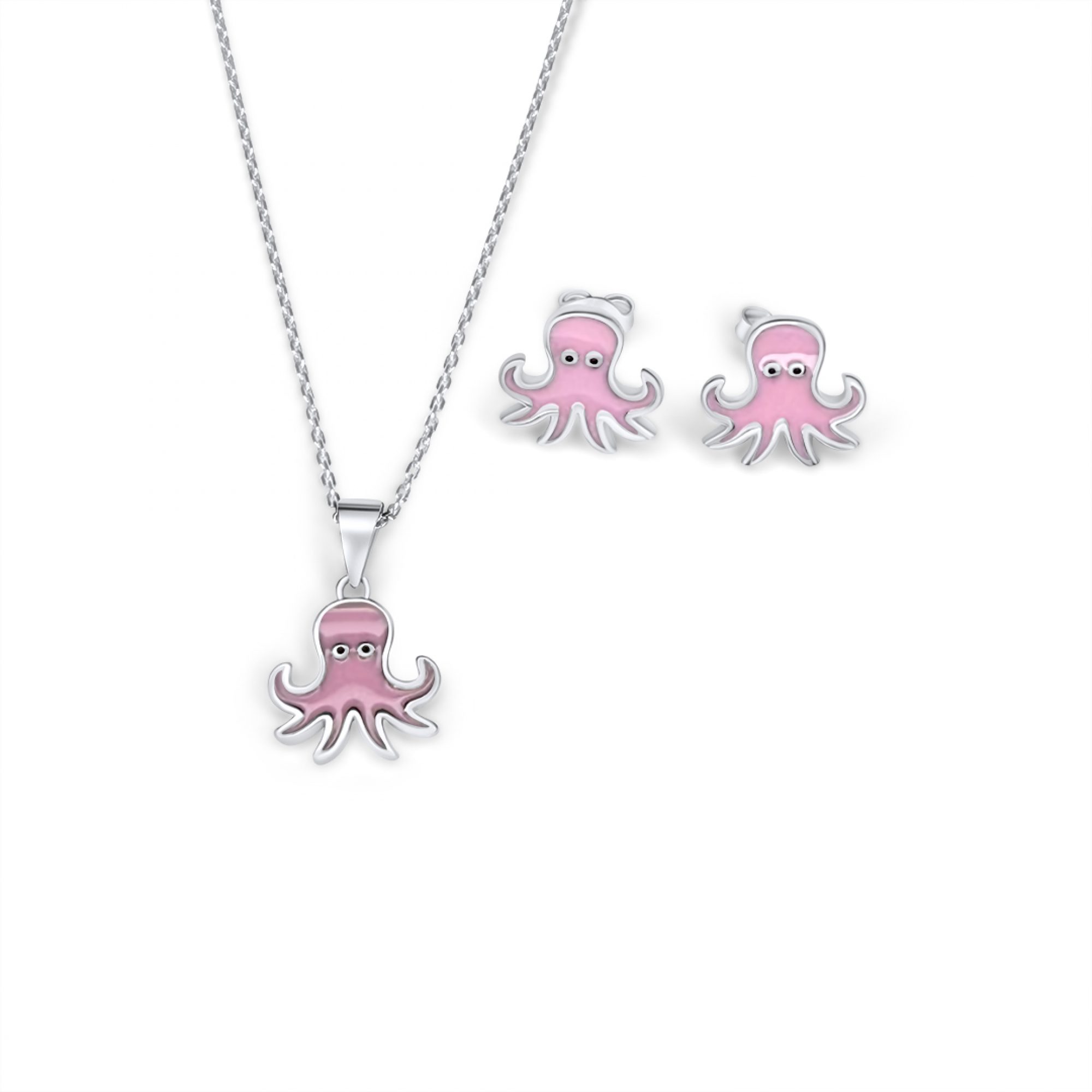 Σετ κολιέ και σκουλαρίκια καρφωτά με σμάλτο