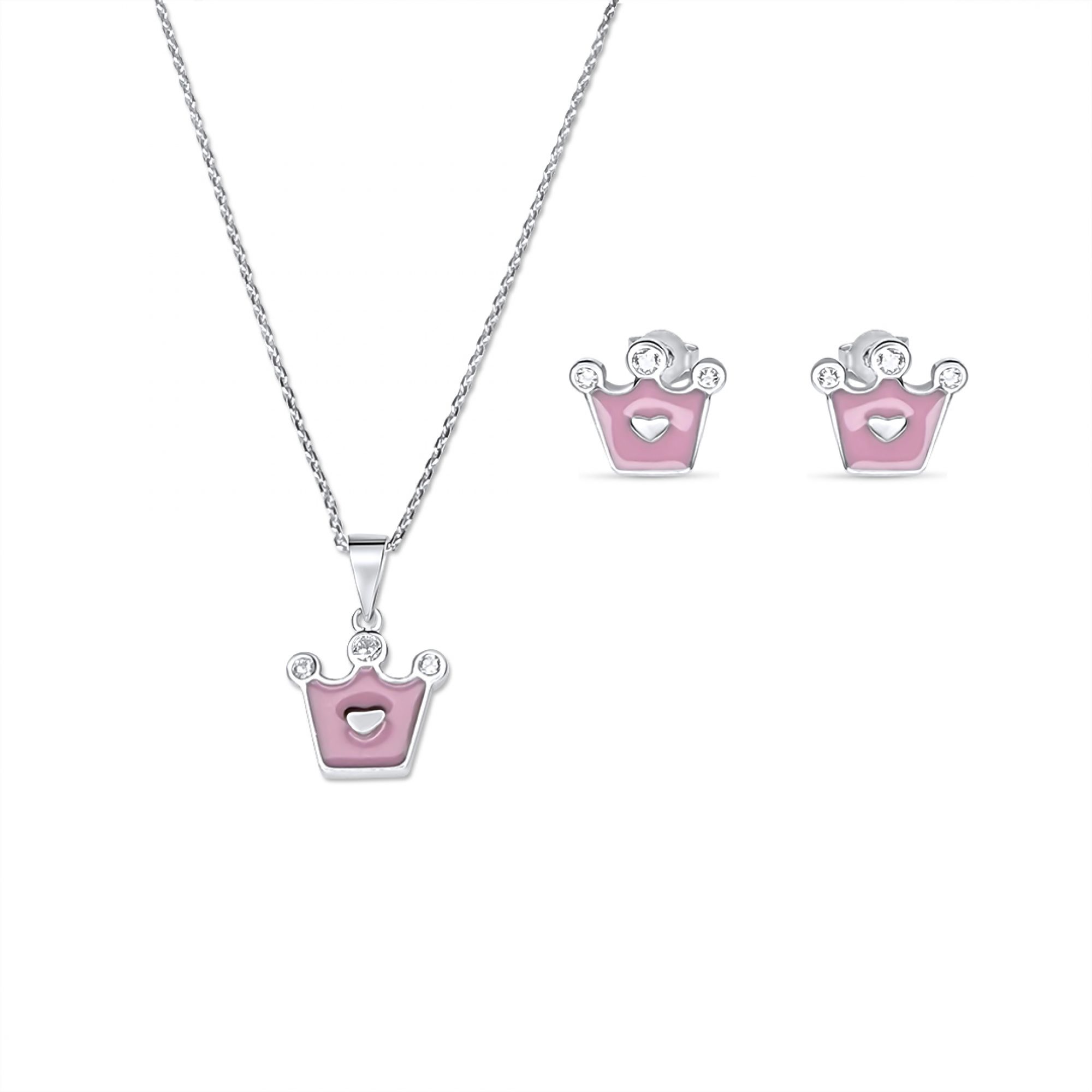 Σετ κολιέ και σκουλαρίκια καρφωτά με σμάλτο