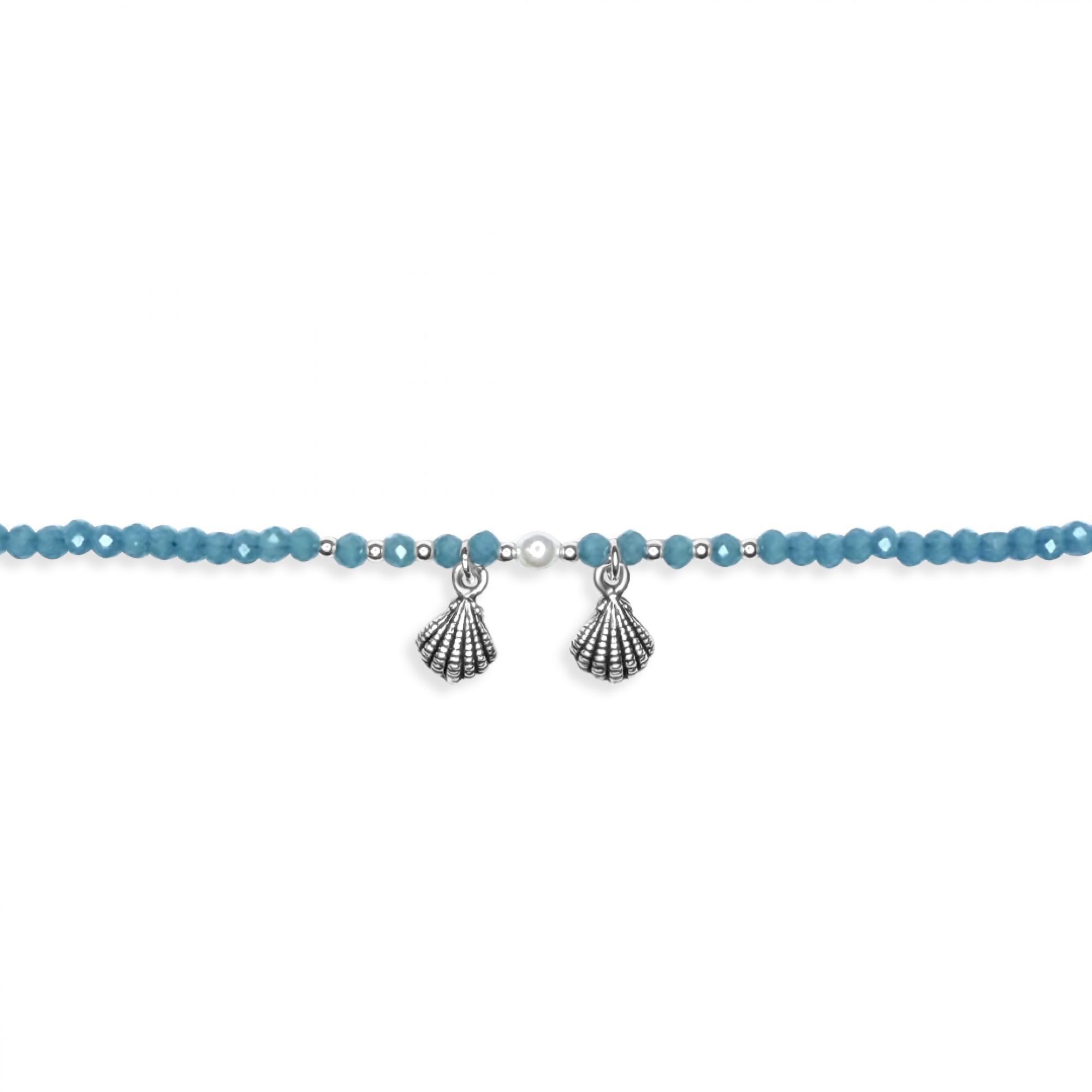 Αλυσίδα ποδιού με κρεμαστά κοχύλια και χάντρες τιρκουάζ