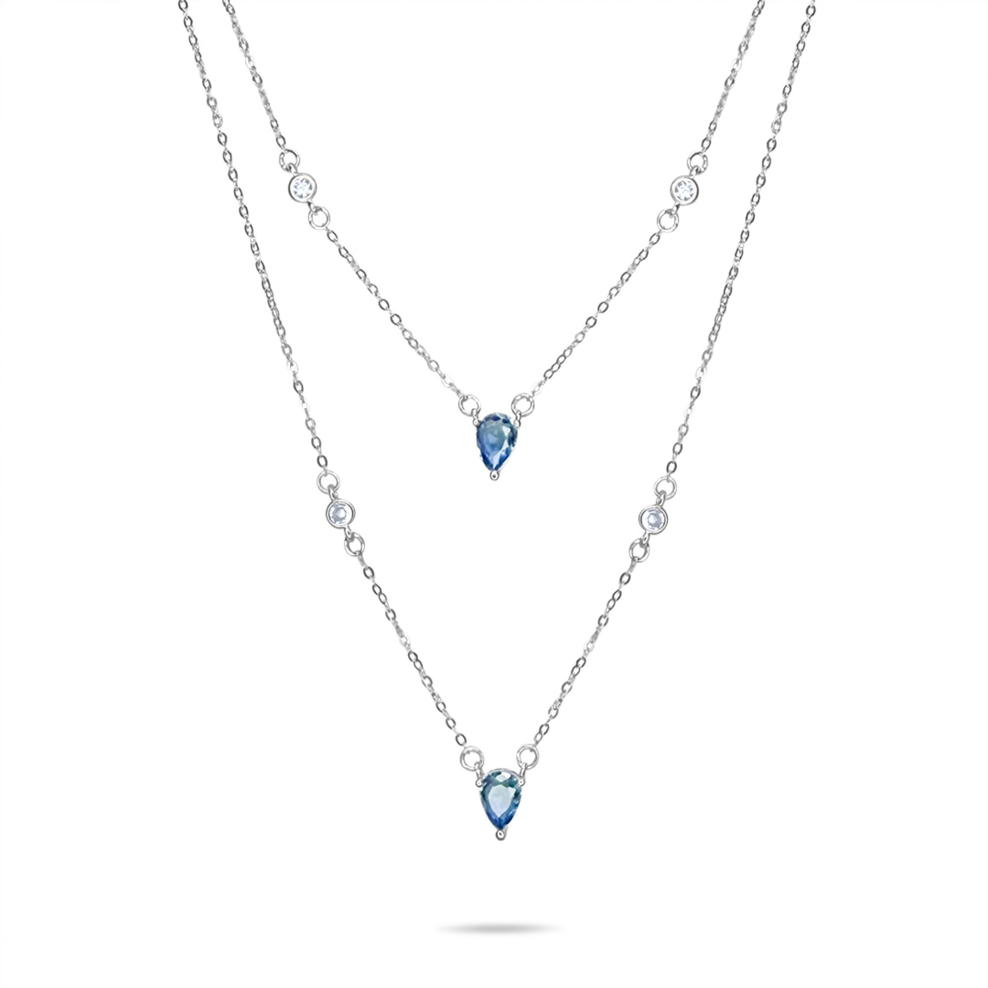 Double necklace with sapphires and zircon stones