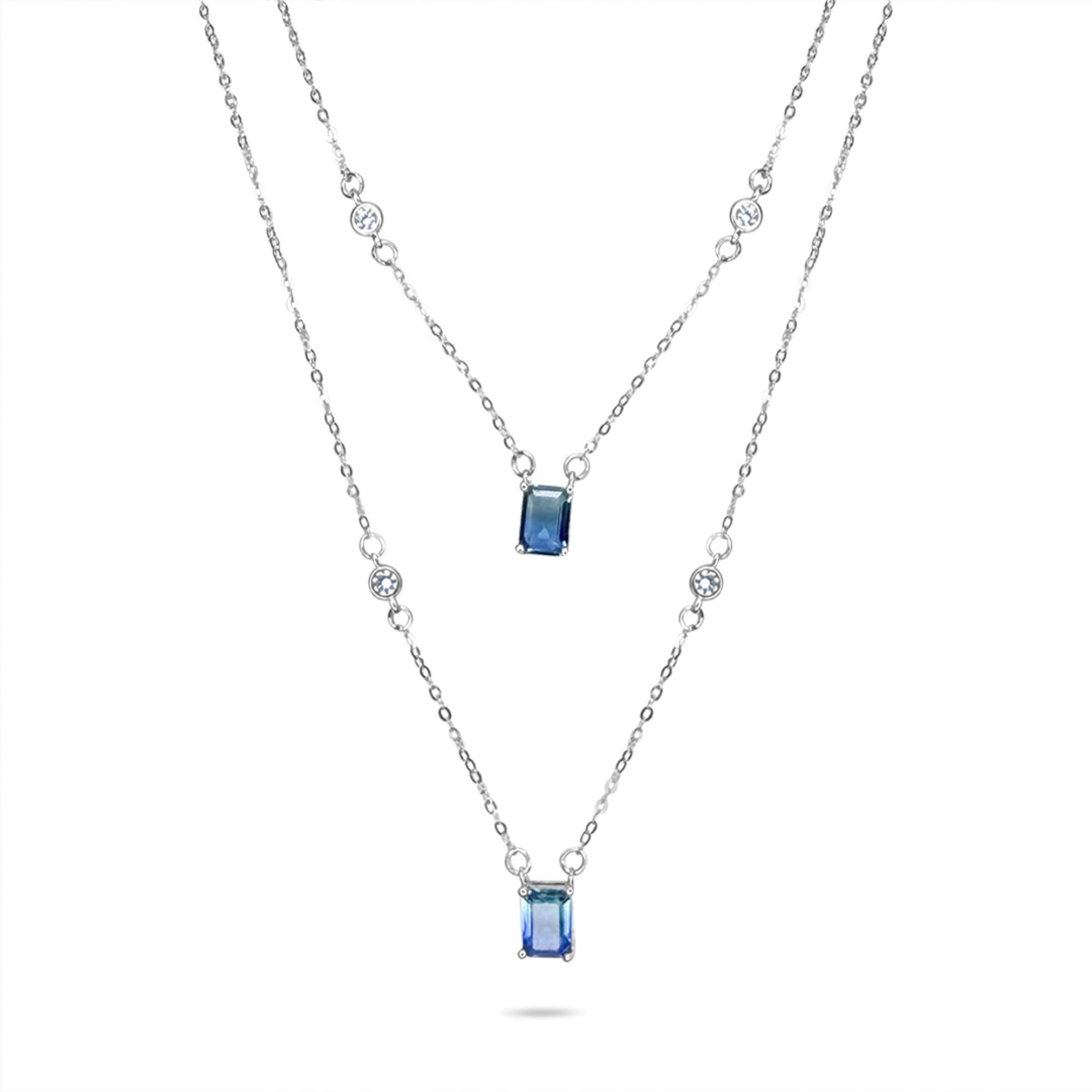 Double necklace with sapphires and zircon stones