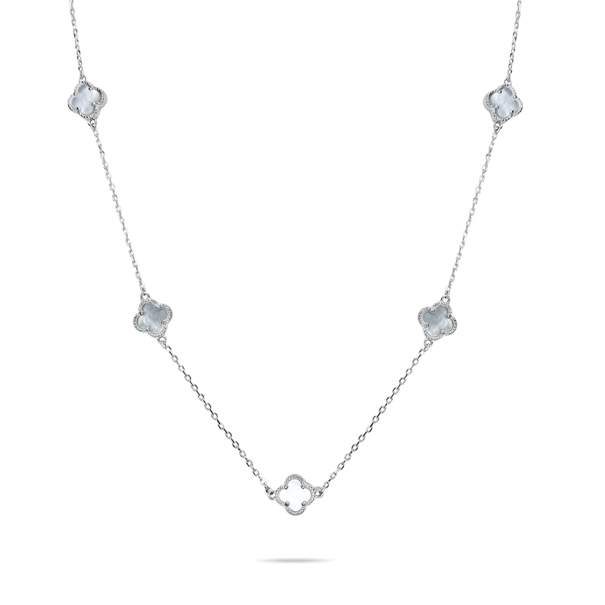 Necklace with mother of pearl and zircon stones