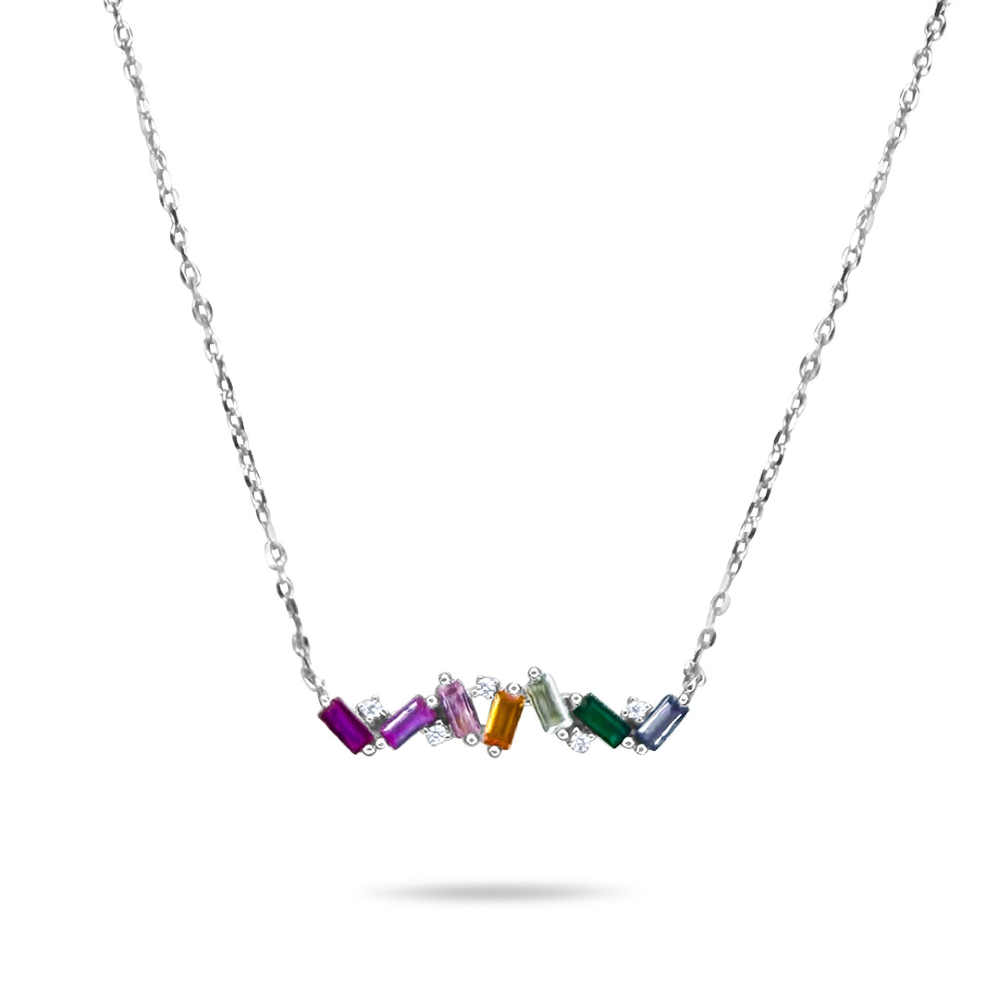Necklace with multicoloured and zircon stones