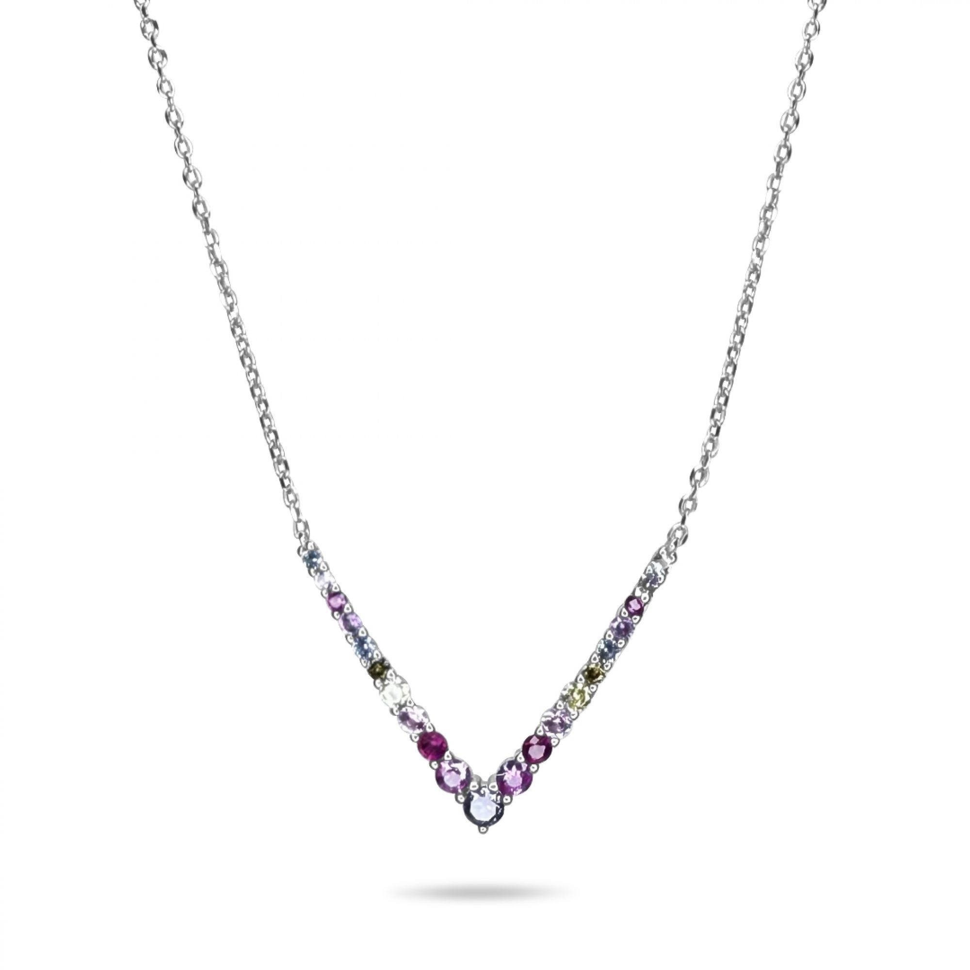 Necklace with multicoloured stones