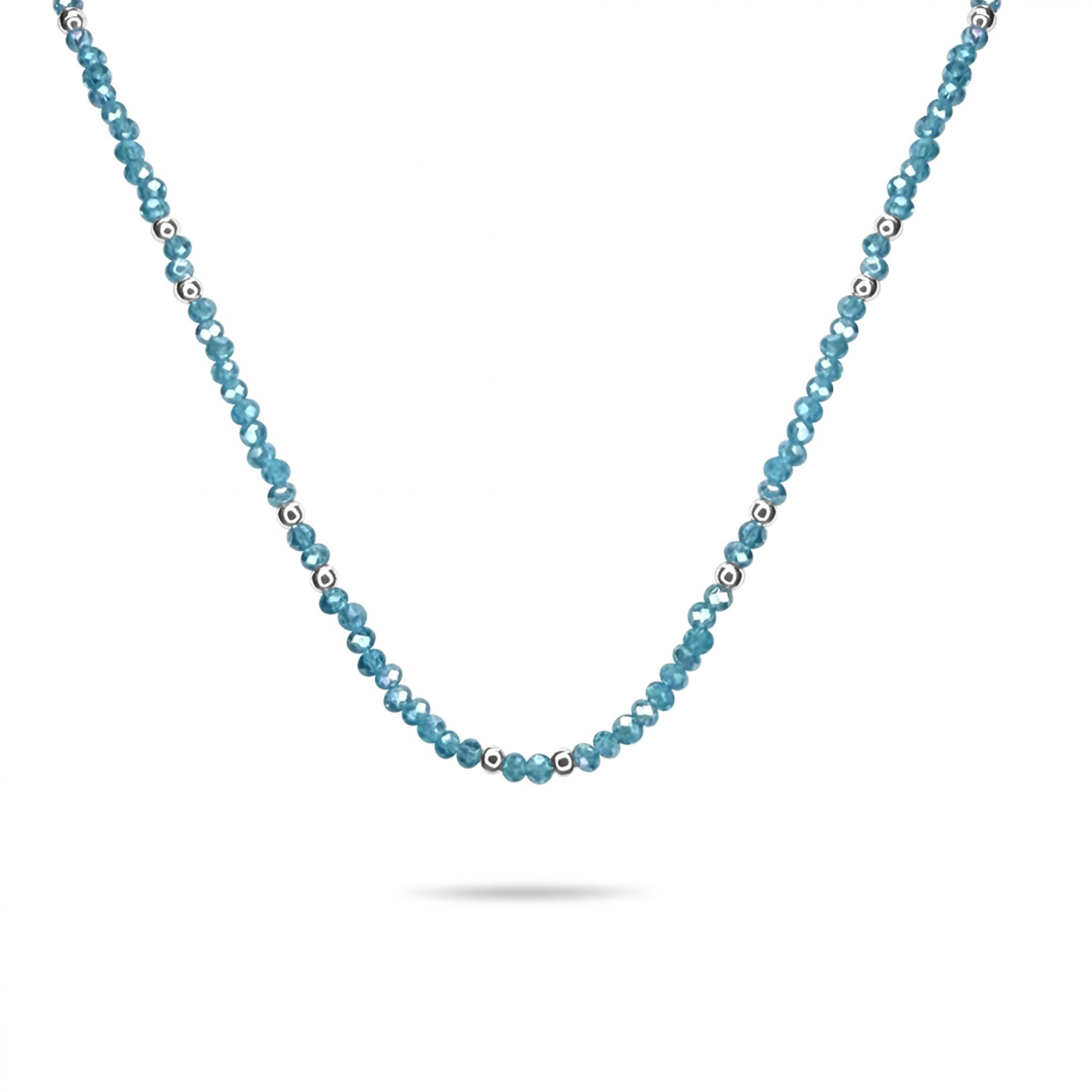 Necklace with aquamarine beads