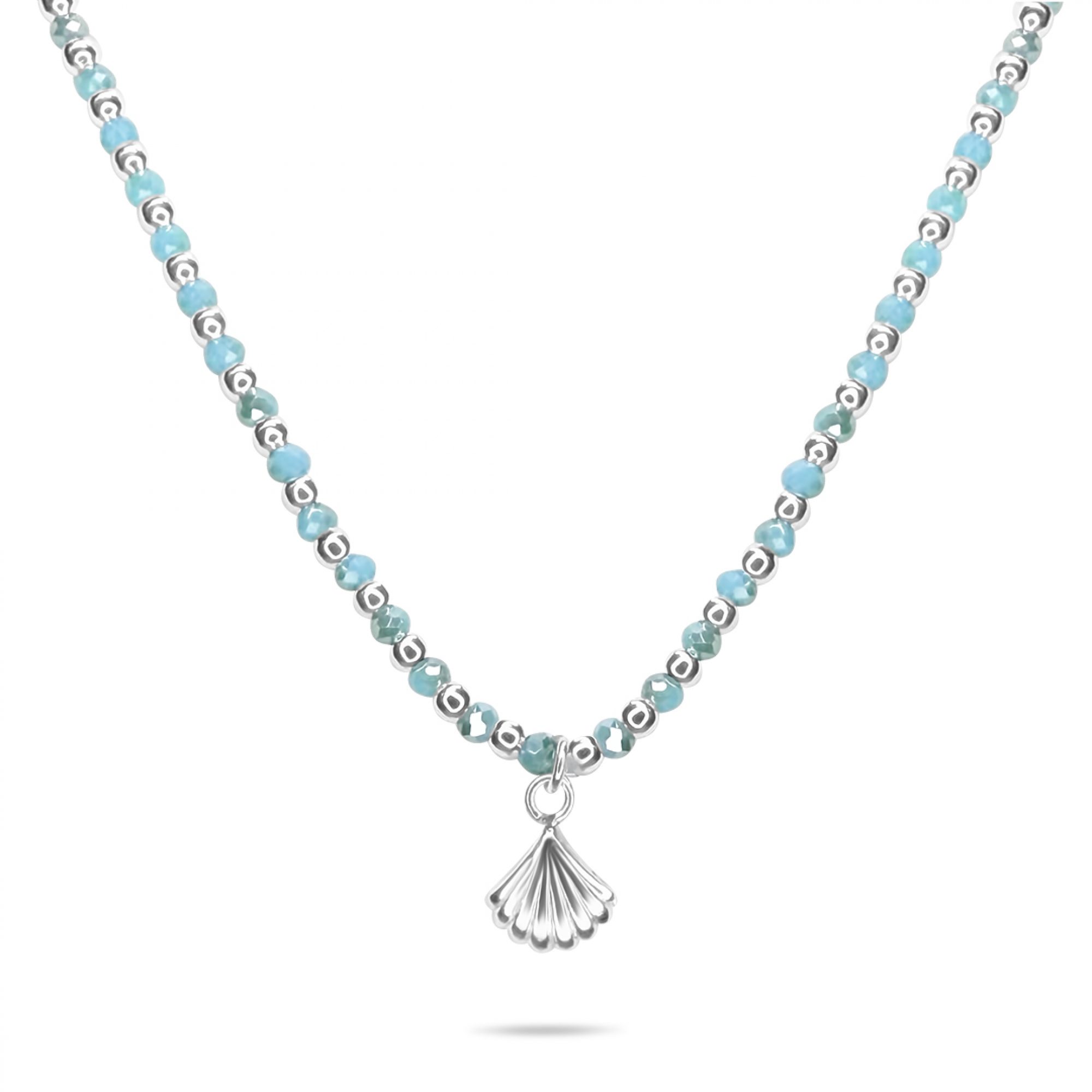 Seashell necklace with turquoise beads