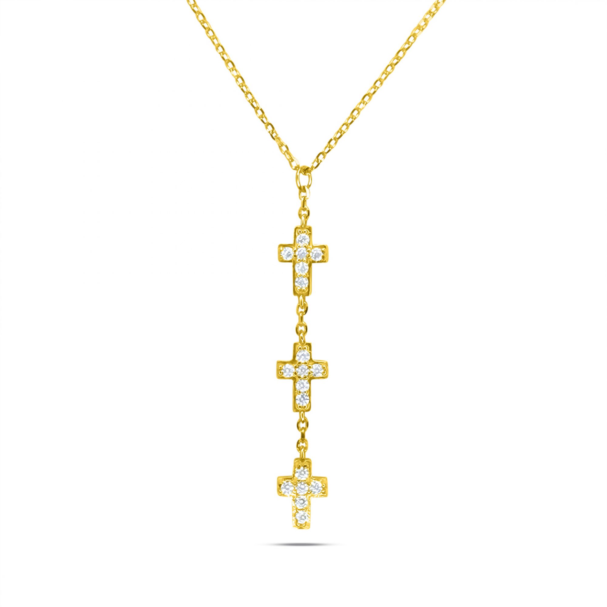 Κολιέ επίχρυσο σταυρουδάκια με πέτρες ζιργκόν