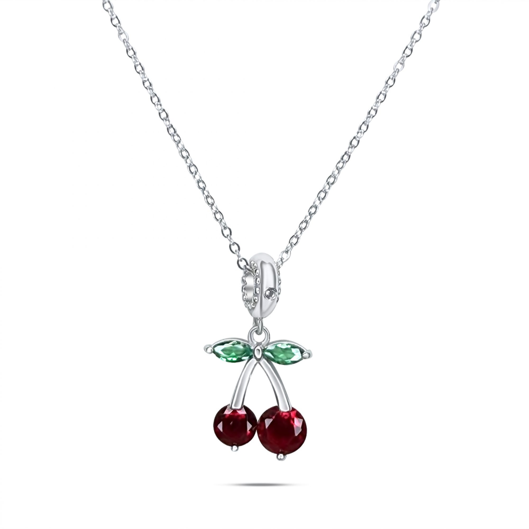 Cherries necklace with zircon stones