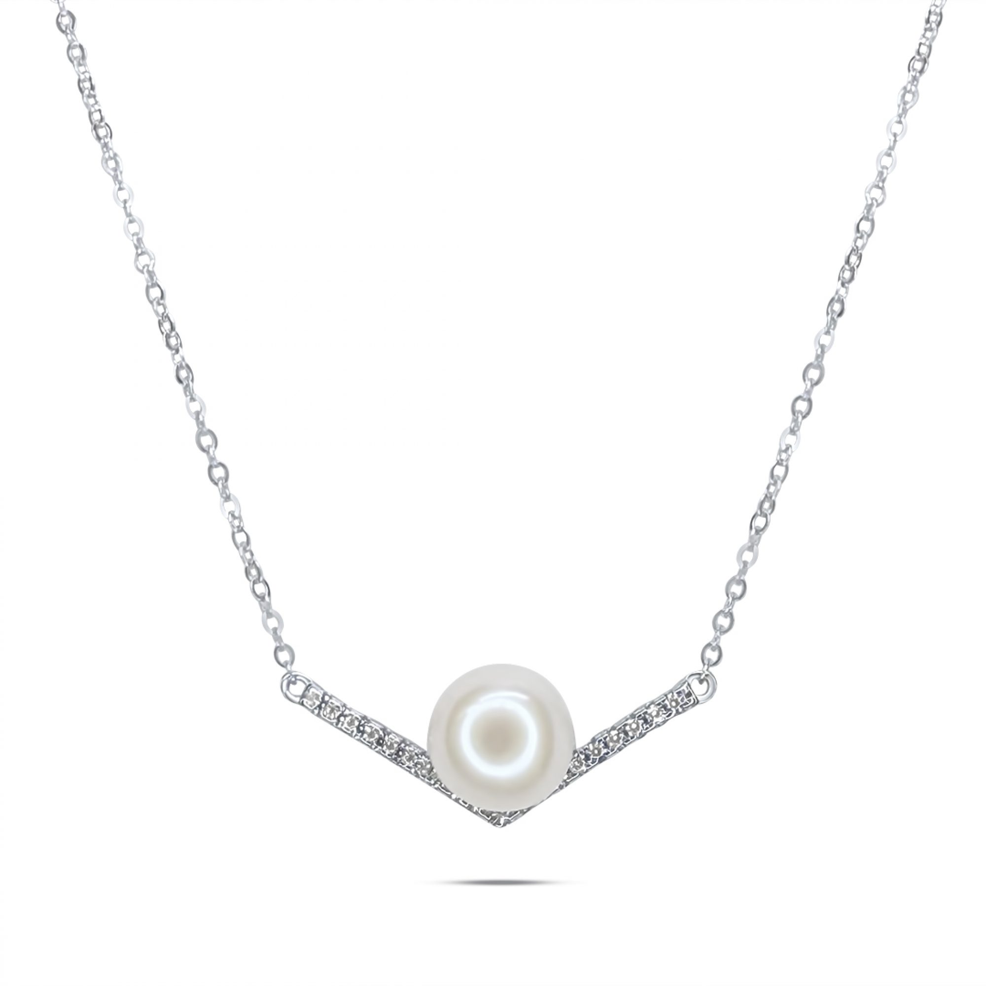 Κολιέ με πέτρες ζιργκόν και μαργαριτάρι