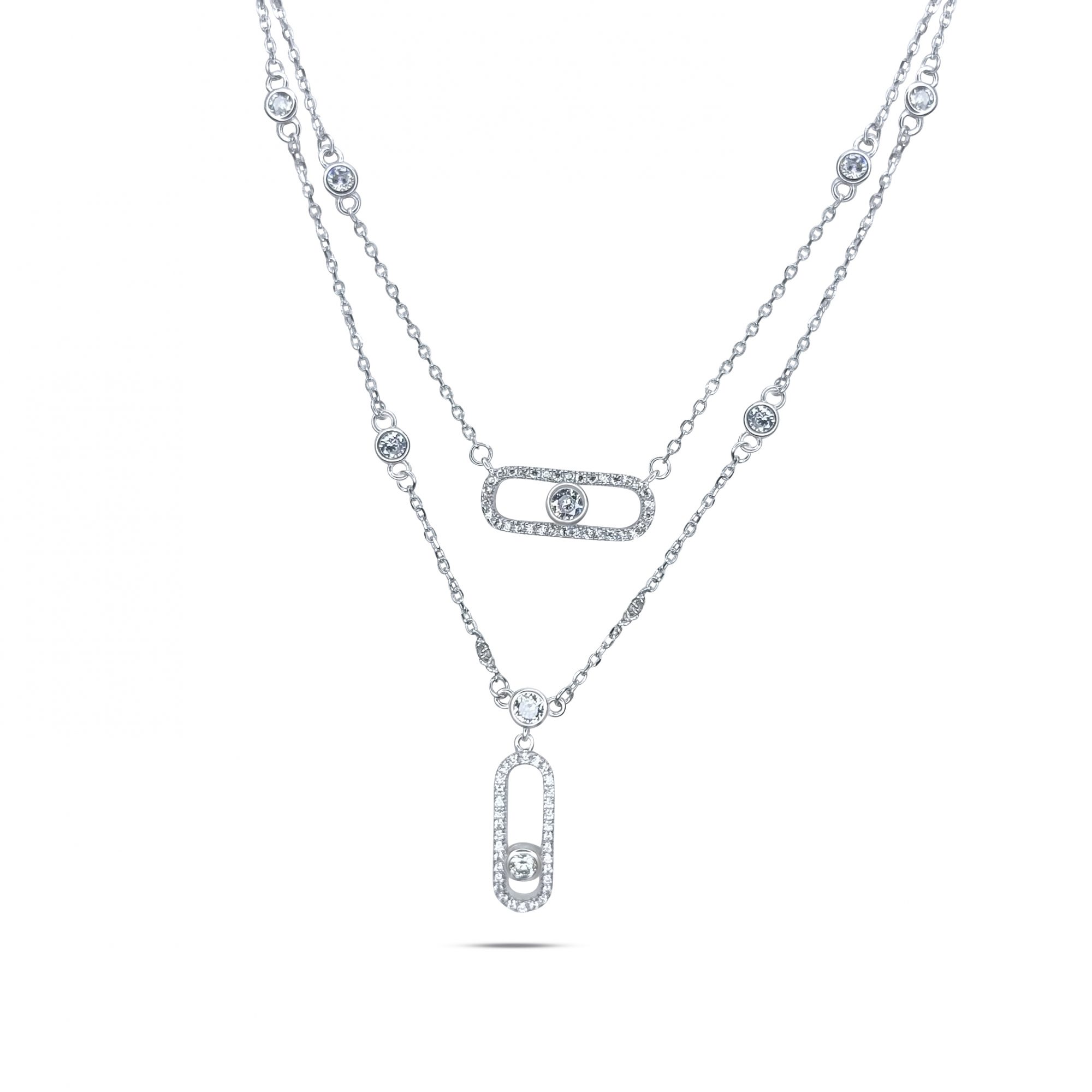 Double necklace with zircon stones