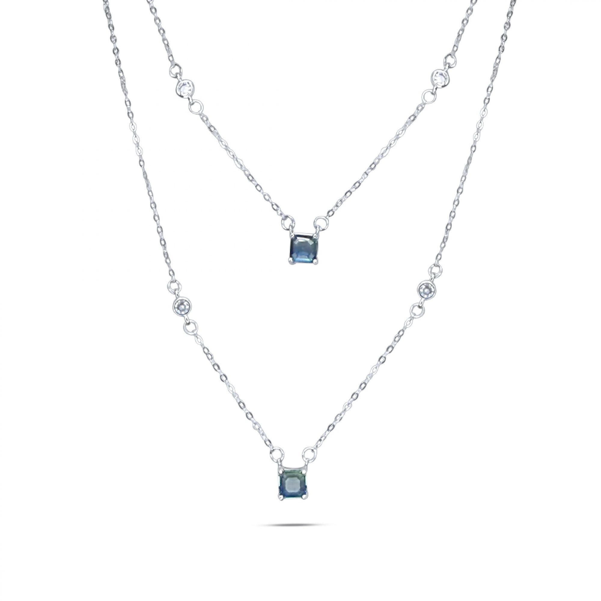 Double necklace with sapphires and zircon stones