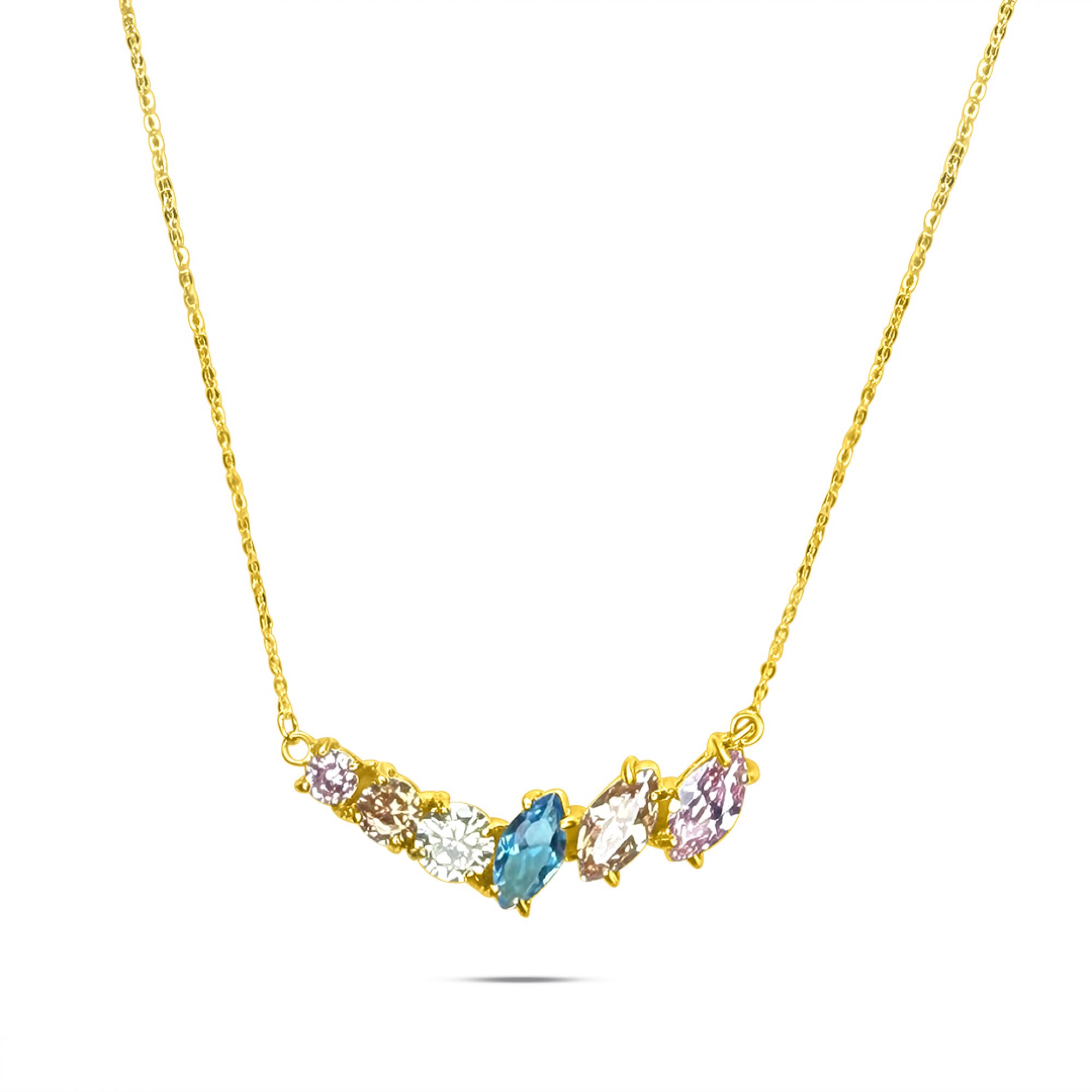 Κολιέ επίχρυσο με πέτρες ζιργκόν